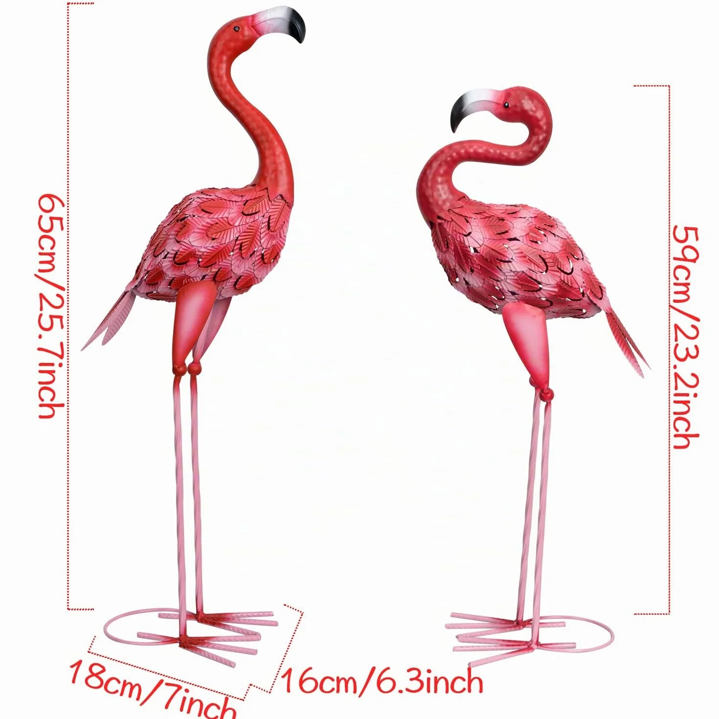 Estatuas de jardín de flamencos de Metal, esculturas de Flamenco Rojo para Patio, decoración al Aire Libre