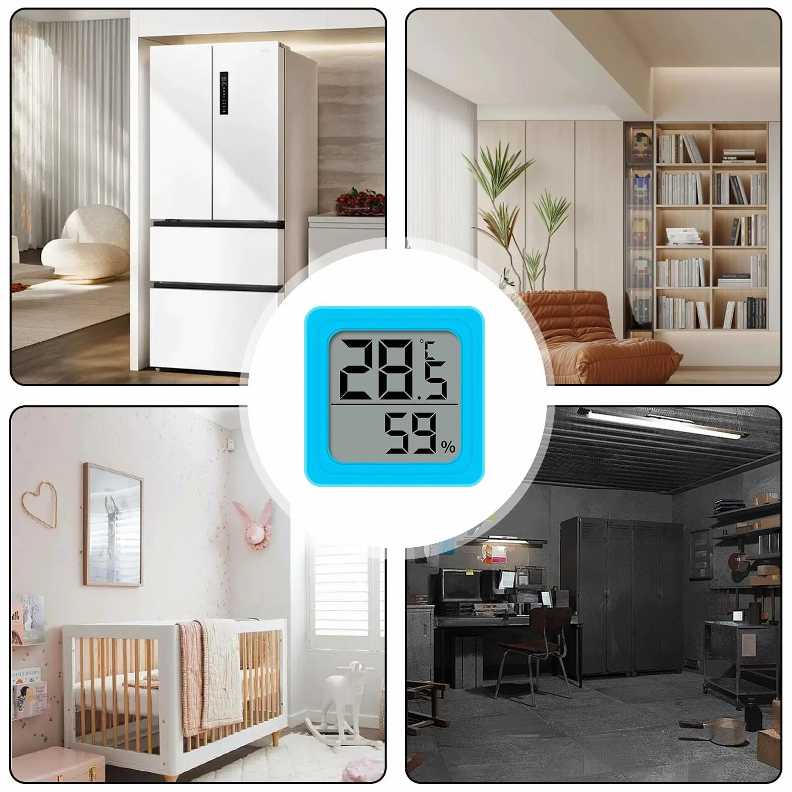 Higrómetro digital para interiores, medidor de humedad con sensor de temperatura de mesa alimentado por batería