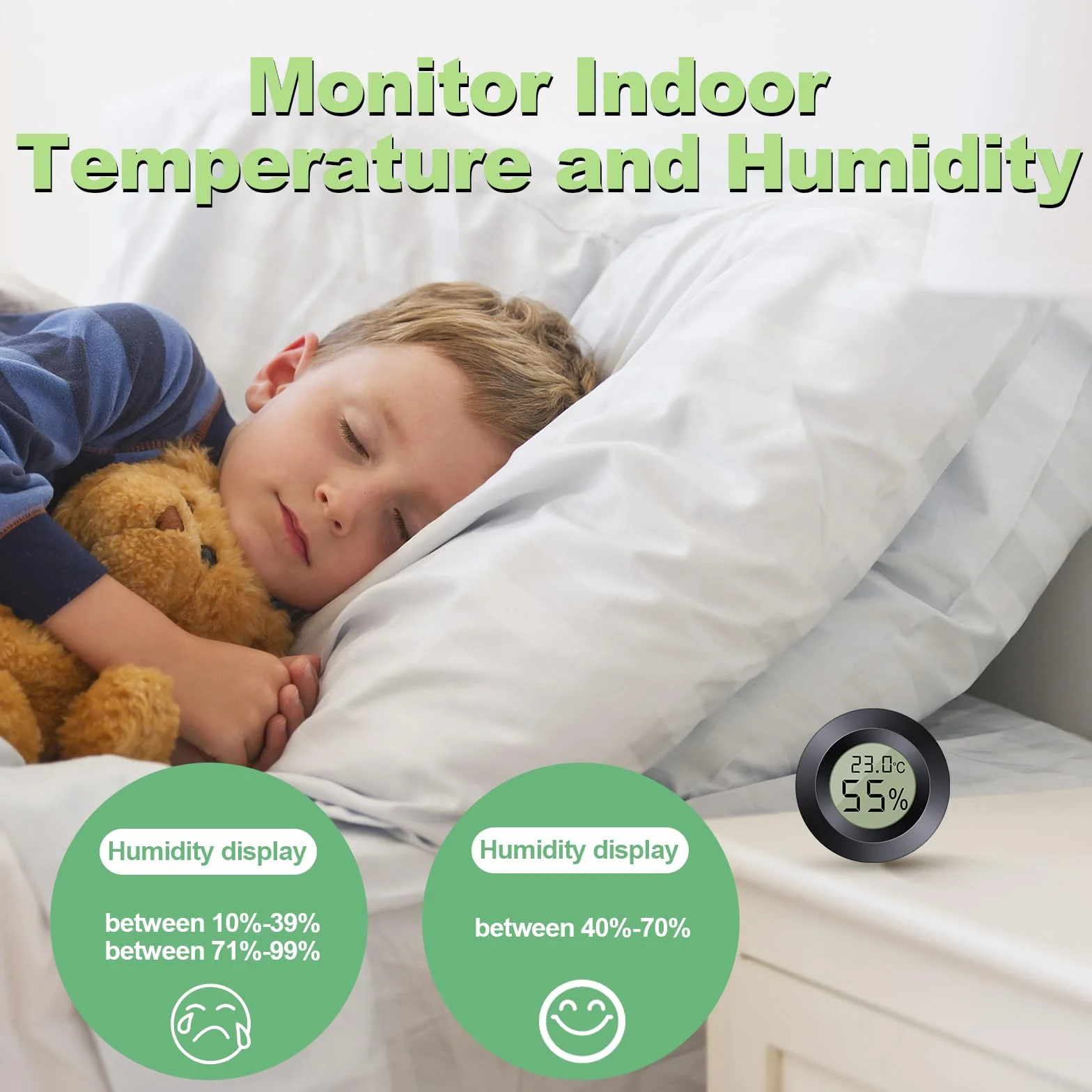 Mini Termómetro Higrómetro Digital ℃/℉ Ajustable Interior Negro 6pcs