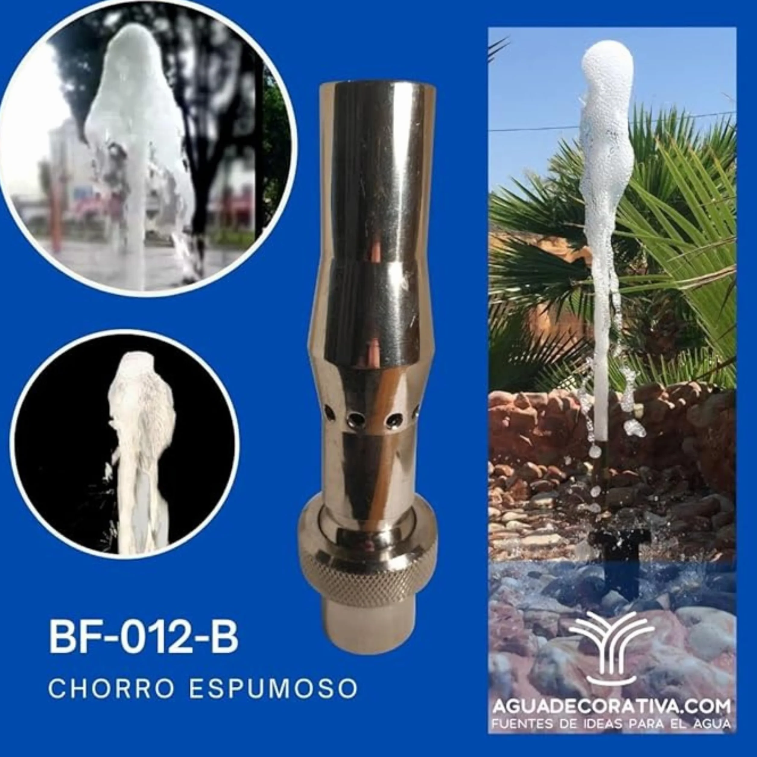 Boquillas para Fuentes de Jardín 1/2 Pulgada Acero Inoxidable Rótula Orientable BF-012-B