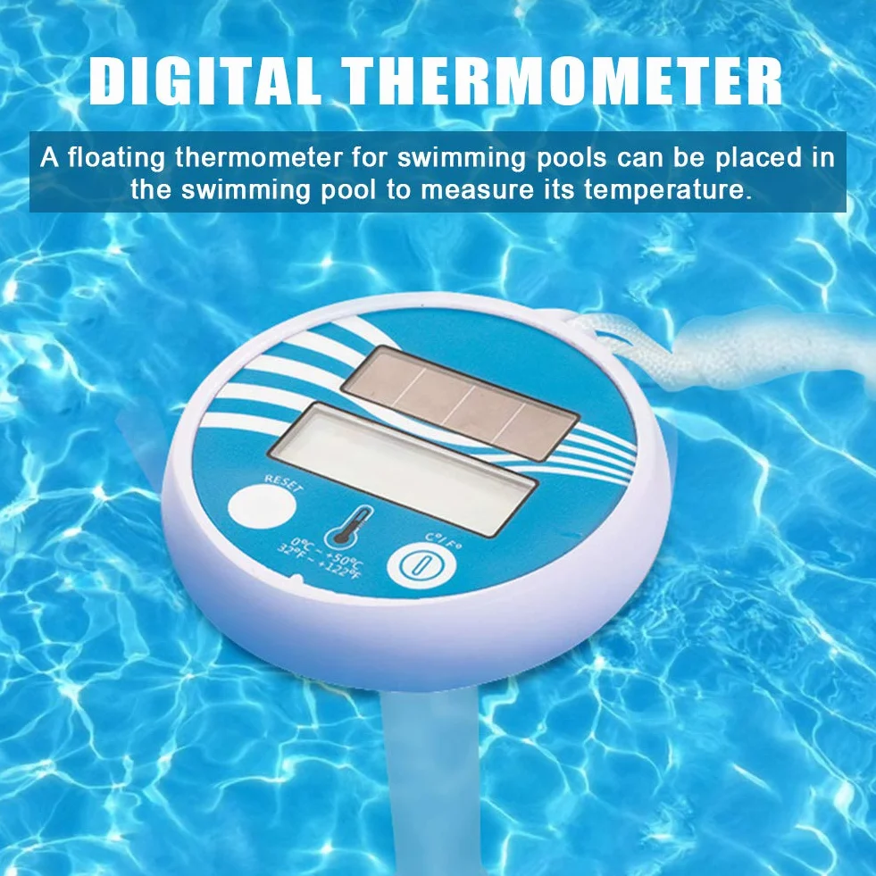 Termómetro Piscina Flotante Solar Digital con Cuerda Pantalla LCD