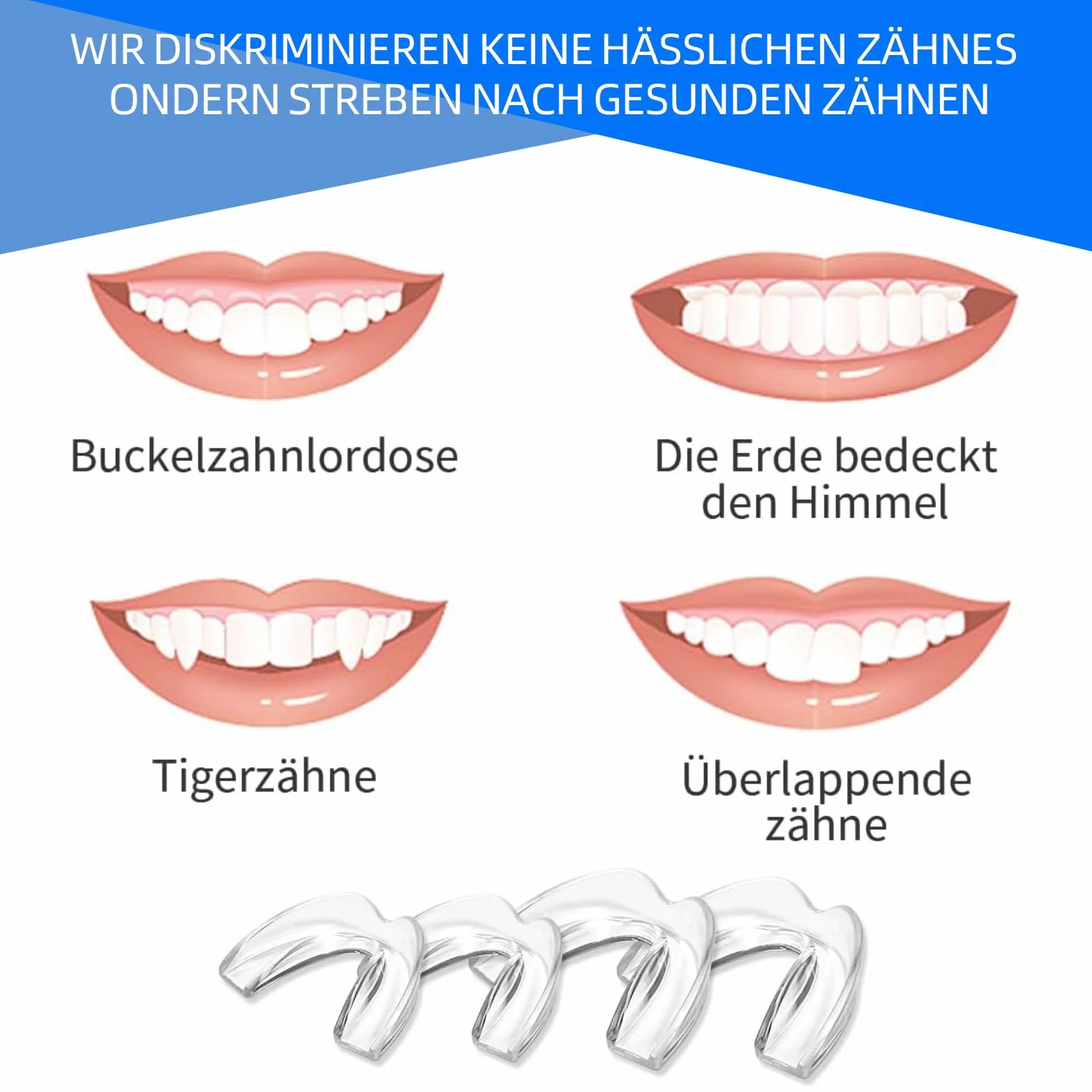 Férula Dental de Descarga Bruxismo 4 Piezas 2 Tamaños Protector Bucal con Caja