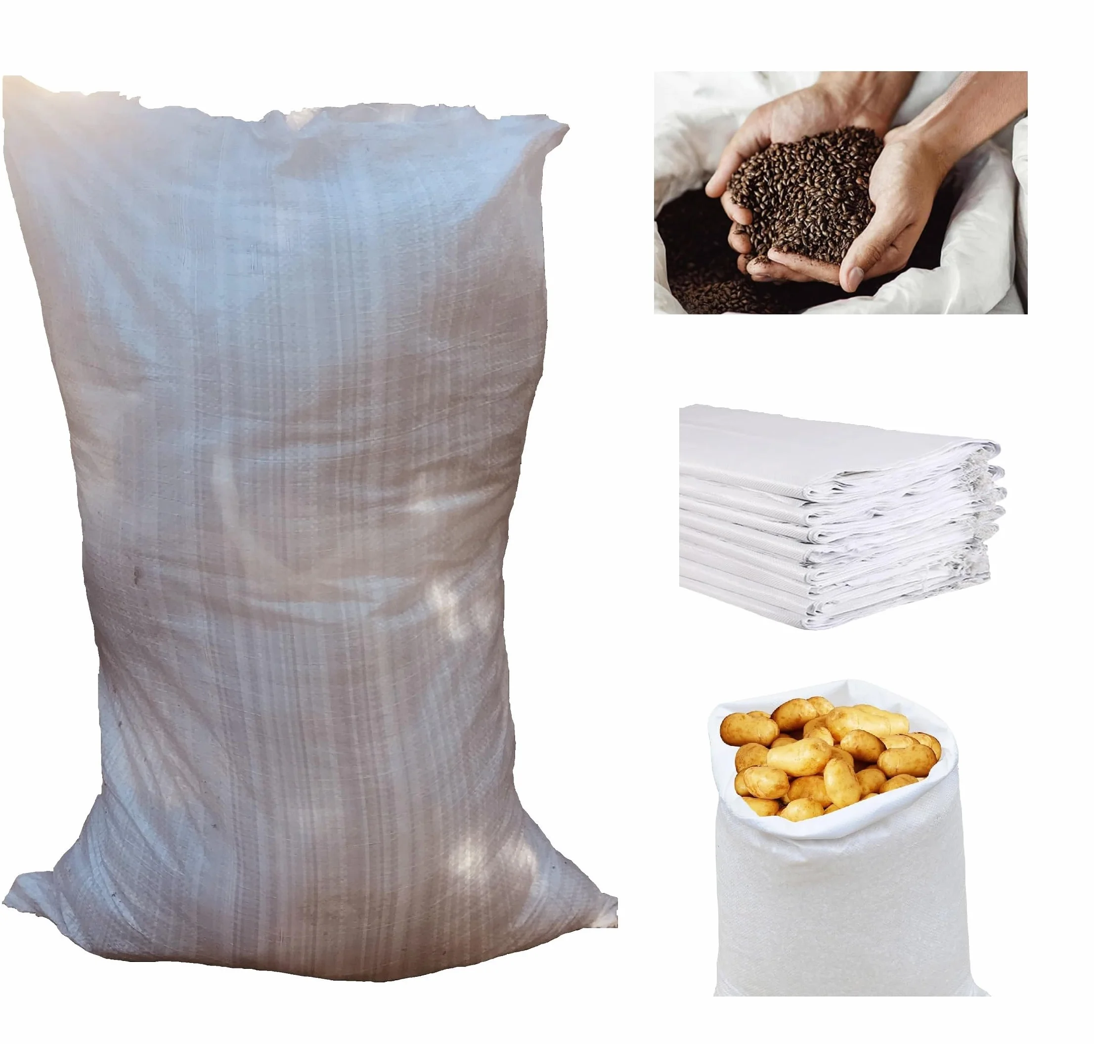 Sacos para Escombros Blancos 60x90cm Sandbag Bolsas Rafia Resistentes 50kg Sacos Antiinundacion (10)