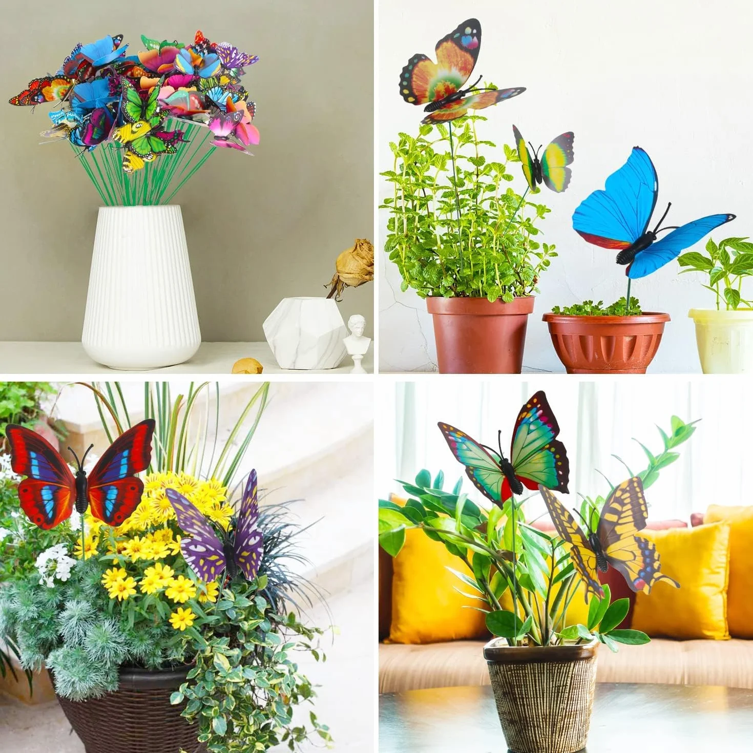 Estacas de Mariposas de Jardín 9CM PVC 3D Impermeables Decoración Exteriores Patio