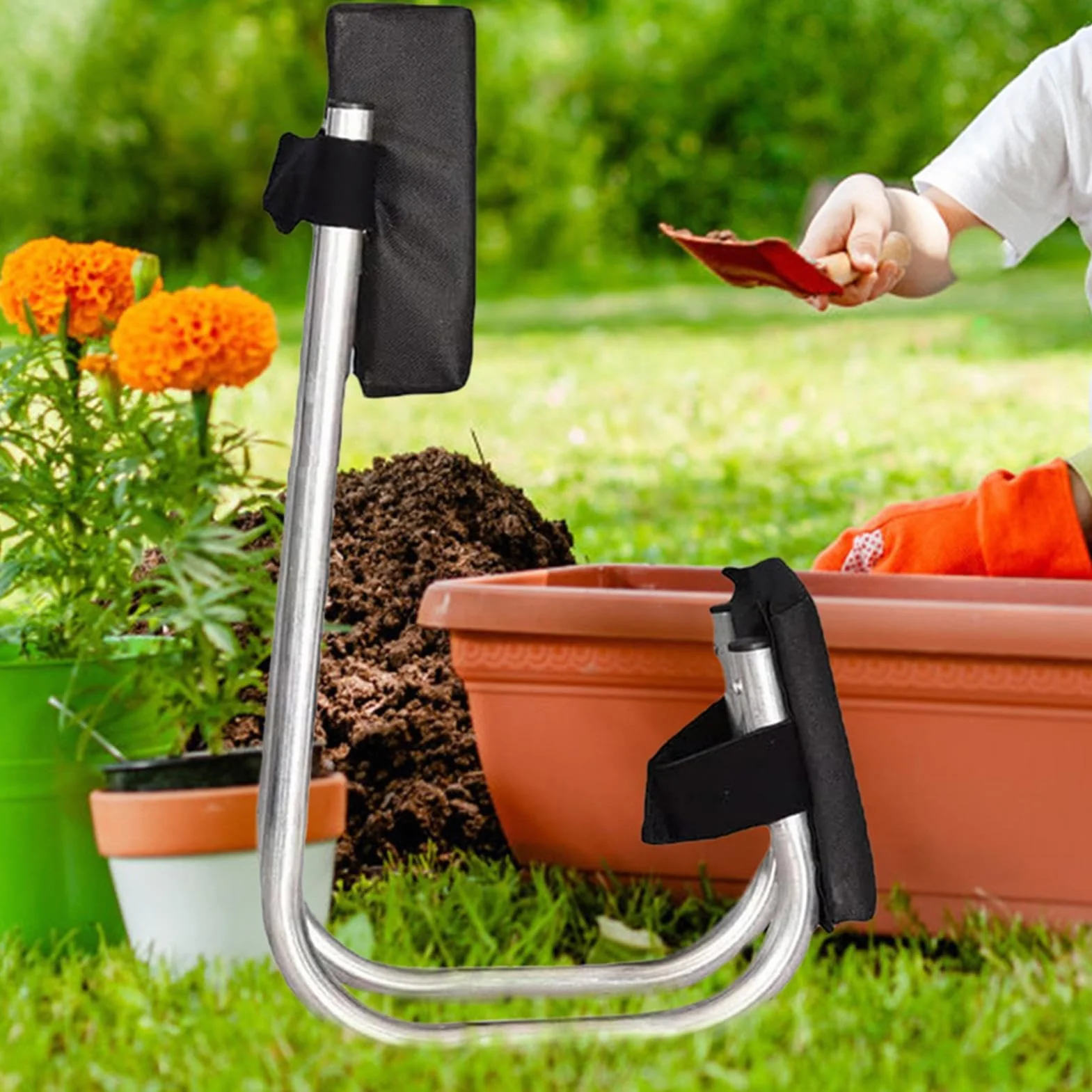 Rodillera de jardín portátil - Bloque de asiento ajustable para personas | mayores, banco de jardín plegable al aire libre, taburete de jardín acolchado | Adaptabilidad versátil para tareas de
