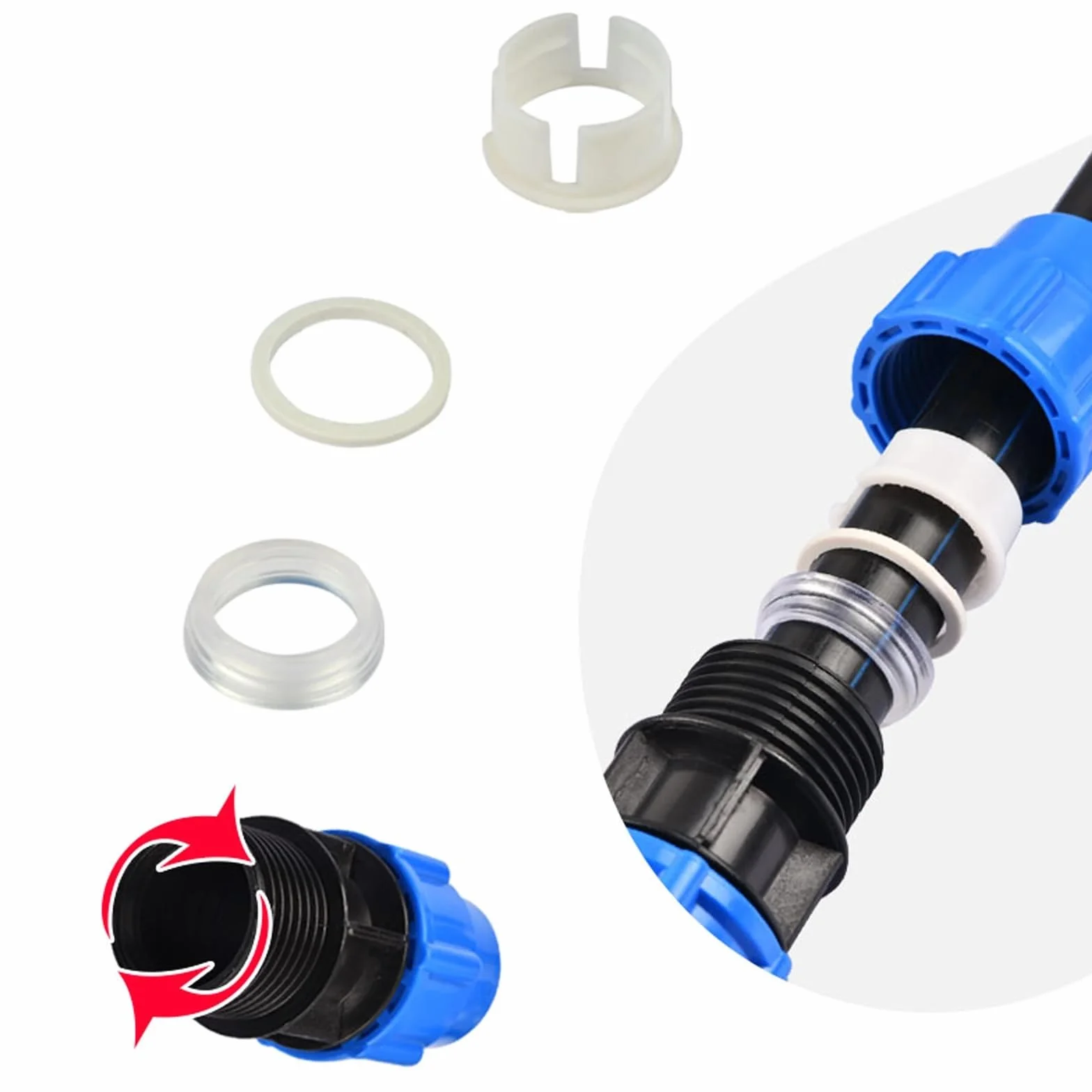 Conector de válvula rápida plástico for grifo agua, tubo PVC y PE 20/25/32/40/50 mm, for riego agrícola jardín(Metal Tee valve,20mm)