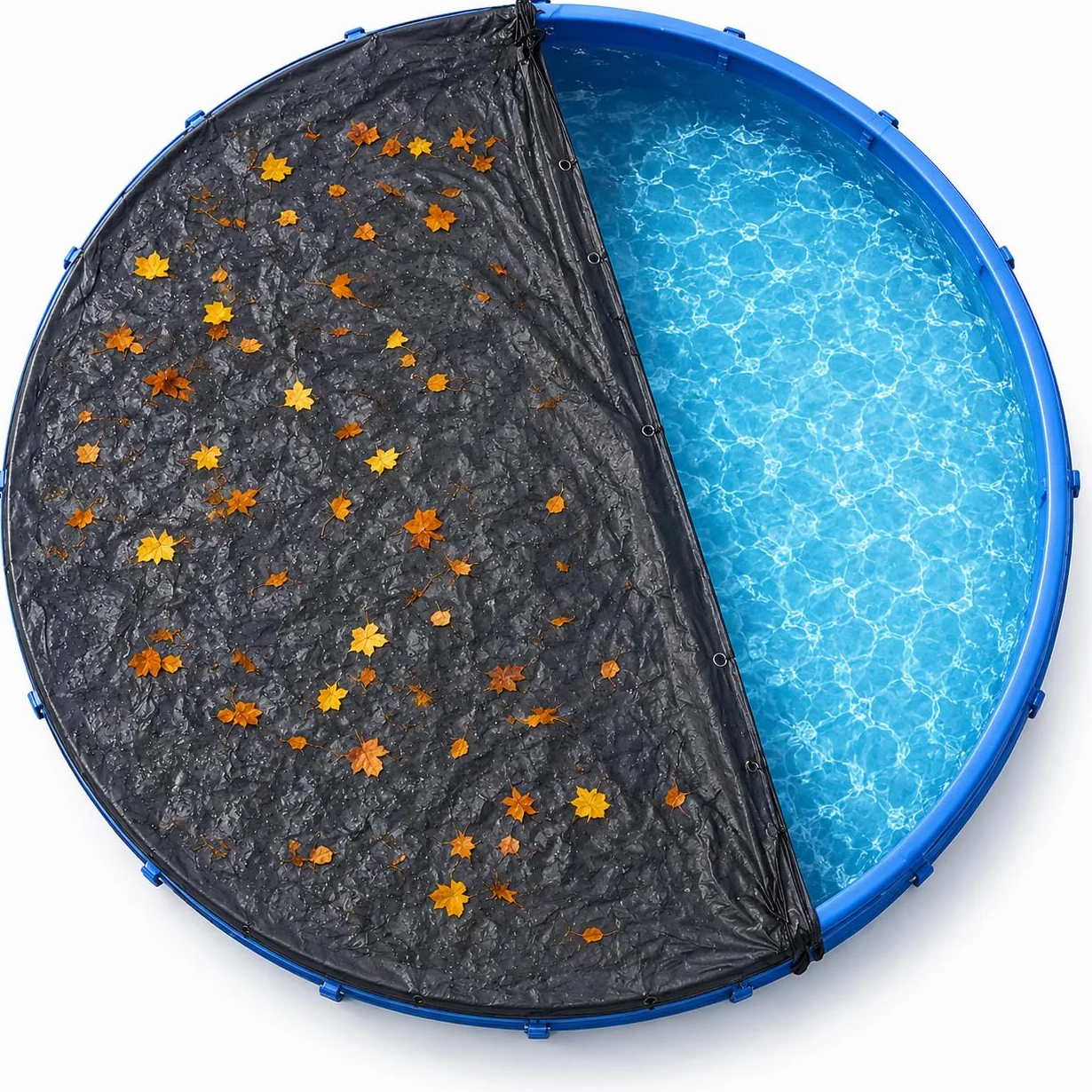 Cubierta para piscina redonda, extragruesa, 200 g/m², resistente a los rayos UV, solar para verano e invierno, lona negra para piscina (500 – 550 cm (diámetro 610 cm)