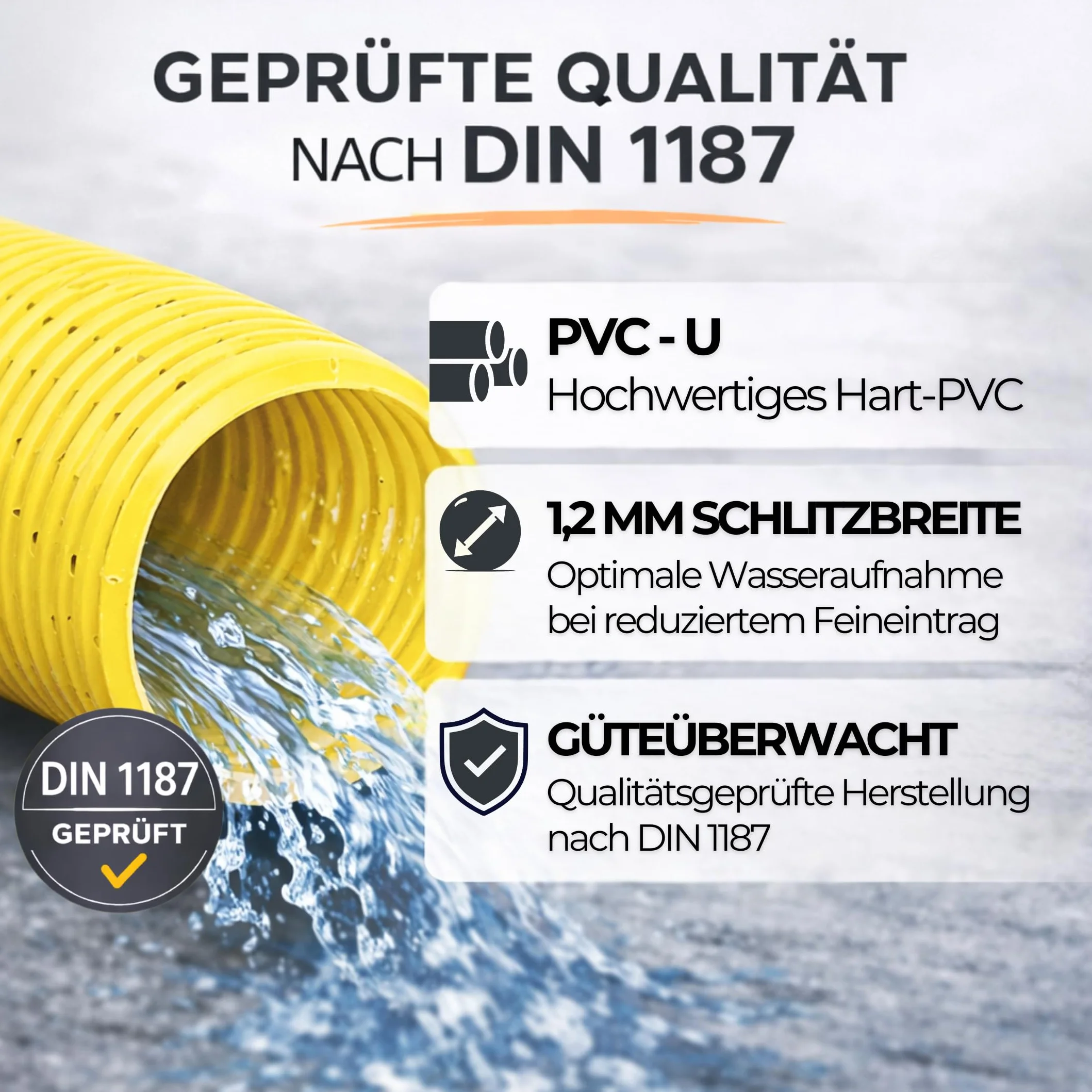 Tubo de drenaje DN80 20 m flexible perforado PVC ondulado ranurado