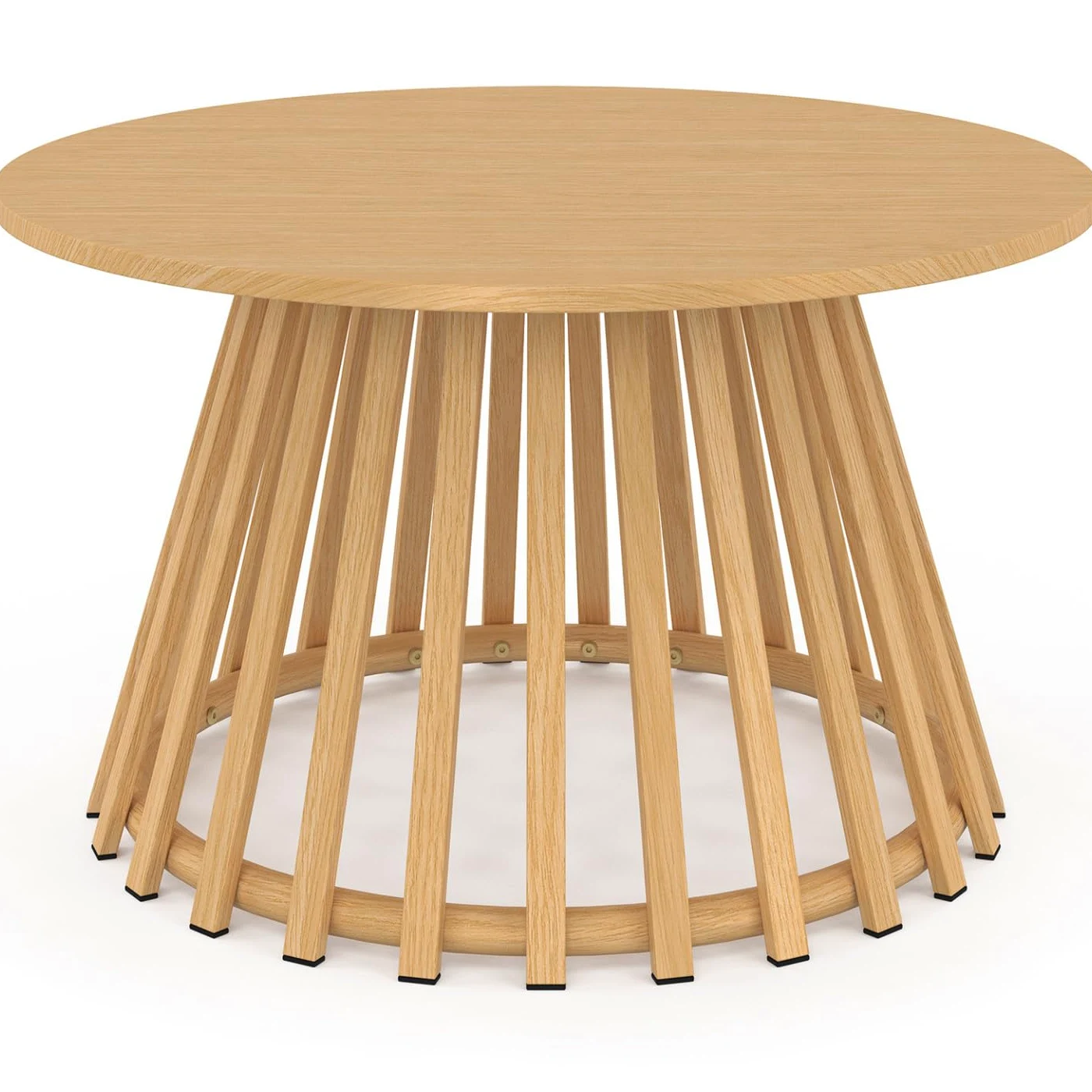 IDMarket – Mesa de centro de jardín redonda 70 cm SOLAL con patas de metal efecto madera