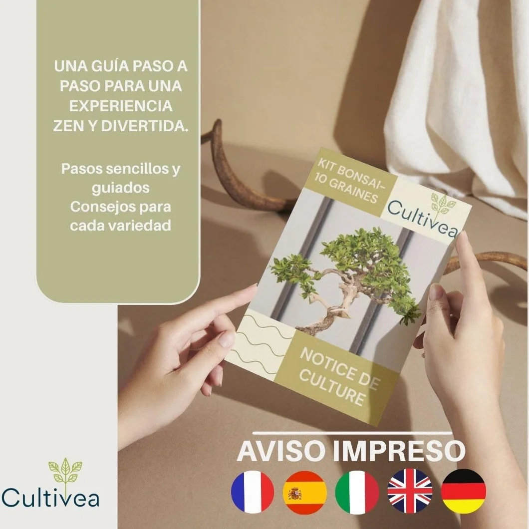 CULTIVEA® Kit 10 Bonsáis para Cultivar – Kit Cultivo Bonsái Completo con Semillas, Macetas y Herramientas