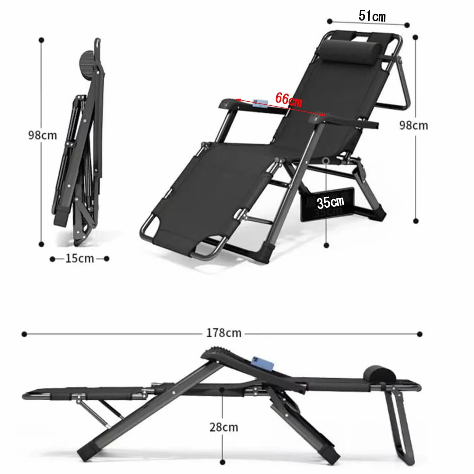 Genérico Sillón reclinable de Gravedad Cero - Tumbona de Playa para Exteriores con Estructura de aleación de Aluminio y Almohadilla de algodón - Ideal para Relajarse en Balcones, Jardines u oficinas