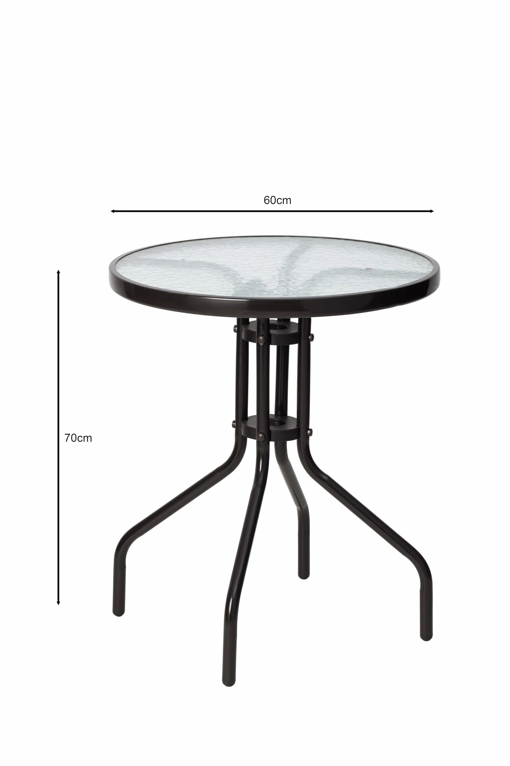 Mesa Bistró Plegable Acero Recubrimiento Polvo Vidrio Templado 60x70 cm Marrón Exterior