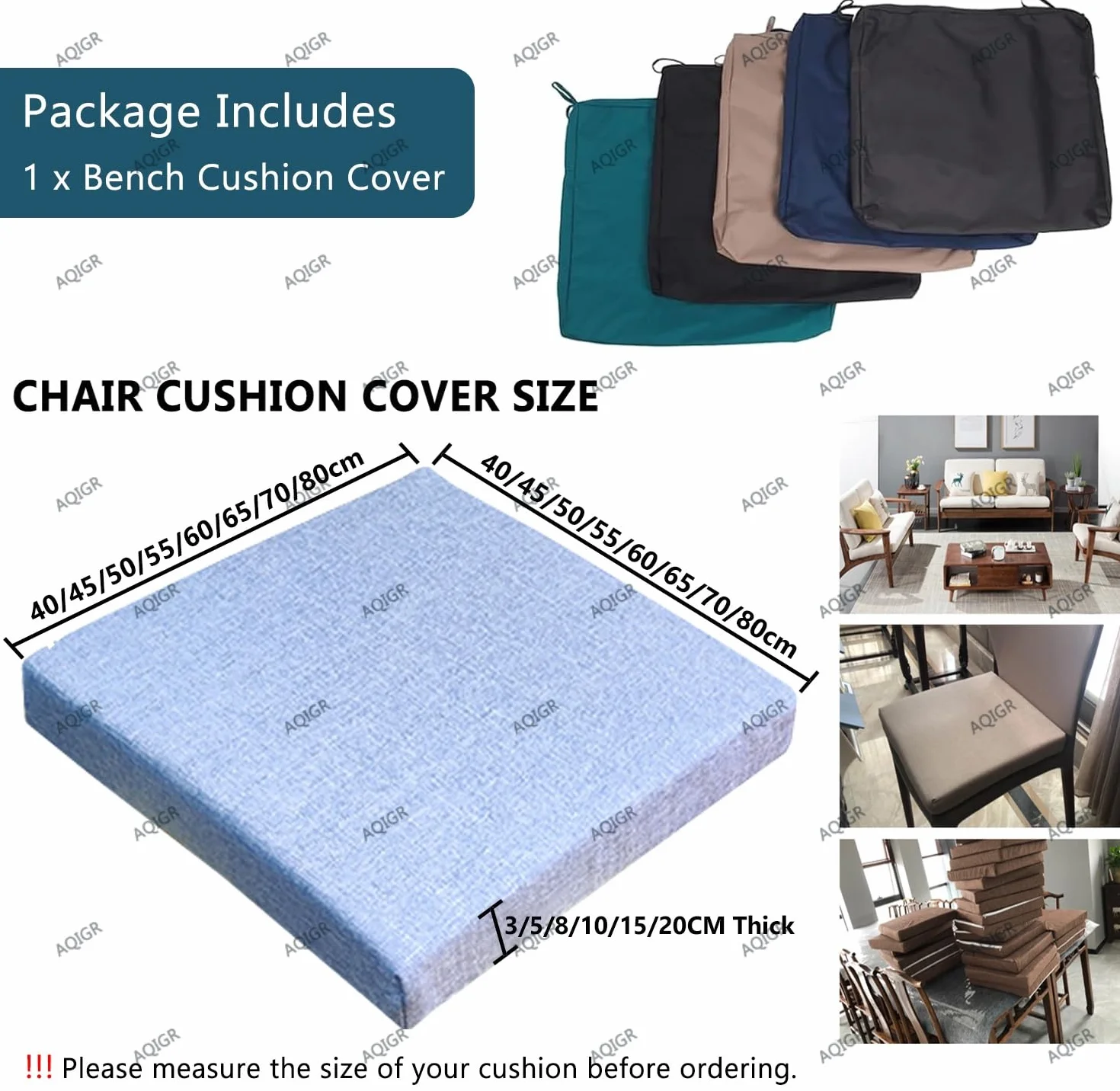 Funda De Cojín para Asiento De Patio Exteriores con Cremallera, a Prueba De Polvo, Beige 50x55x5cm