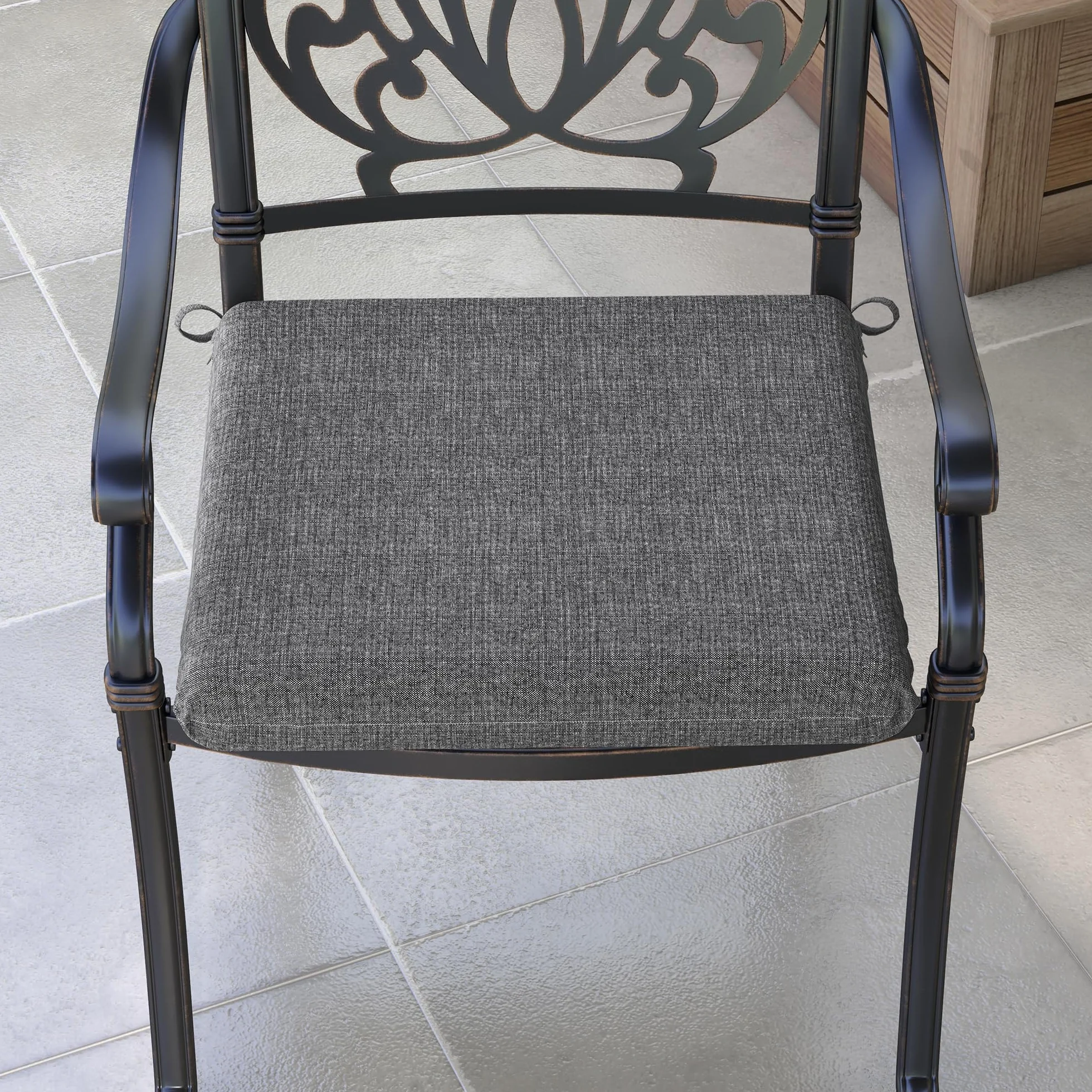 Outsunny Conjunto de Cojines para Sillas de Comedor 47x47x7 cm Juego de 4 Piezas Impermeable Protección UV 50+ Gris