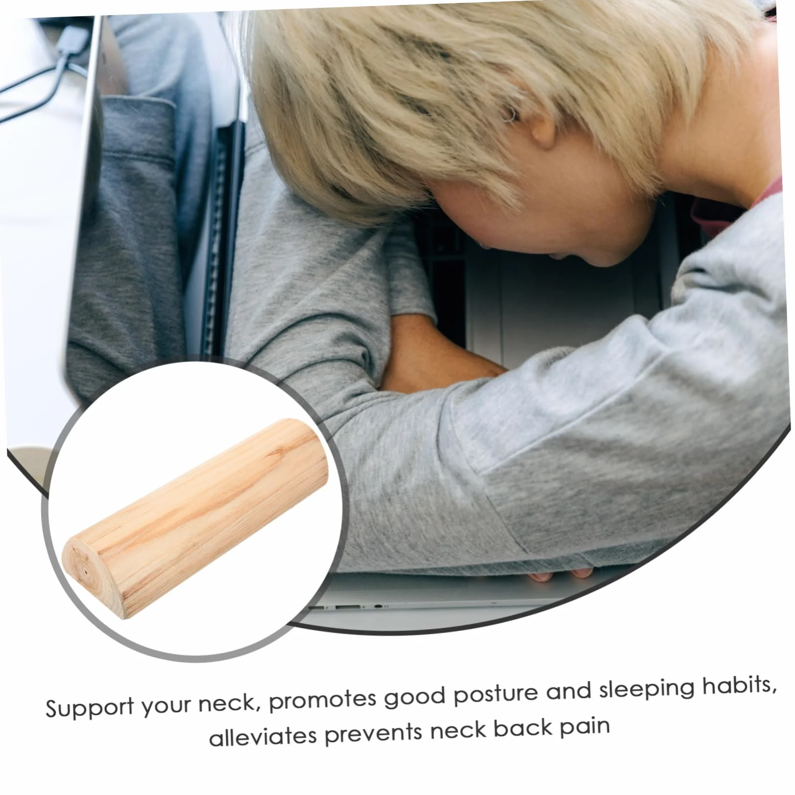Mikinona Almohada de Madera para Masaje Cervical de 7 Cm Diseño Redondo para Uso en Sauna y Baño de Vapor