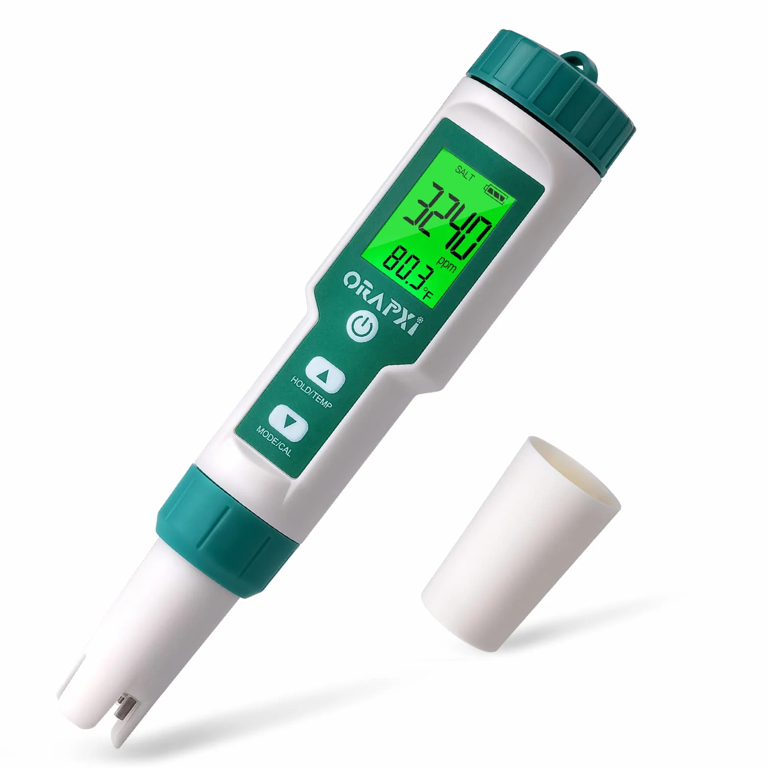 Probador de sal de piscina ORAPXI Medidor de pH y sal para piscina de agua salada Probador digital de pH y salinidad 5 en 1 Medidor de sal para piscinas Jacuzzis y spas de natación