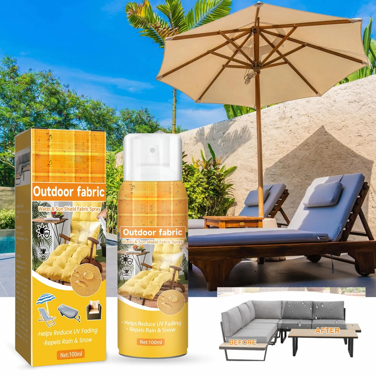 Protector de tela impermeable UV para muebles tapicería 100 ml paquete de 2