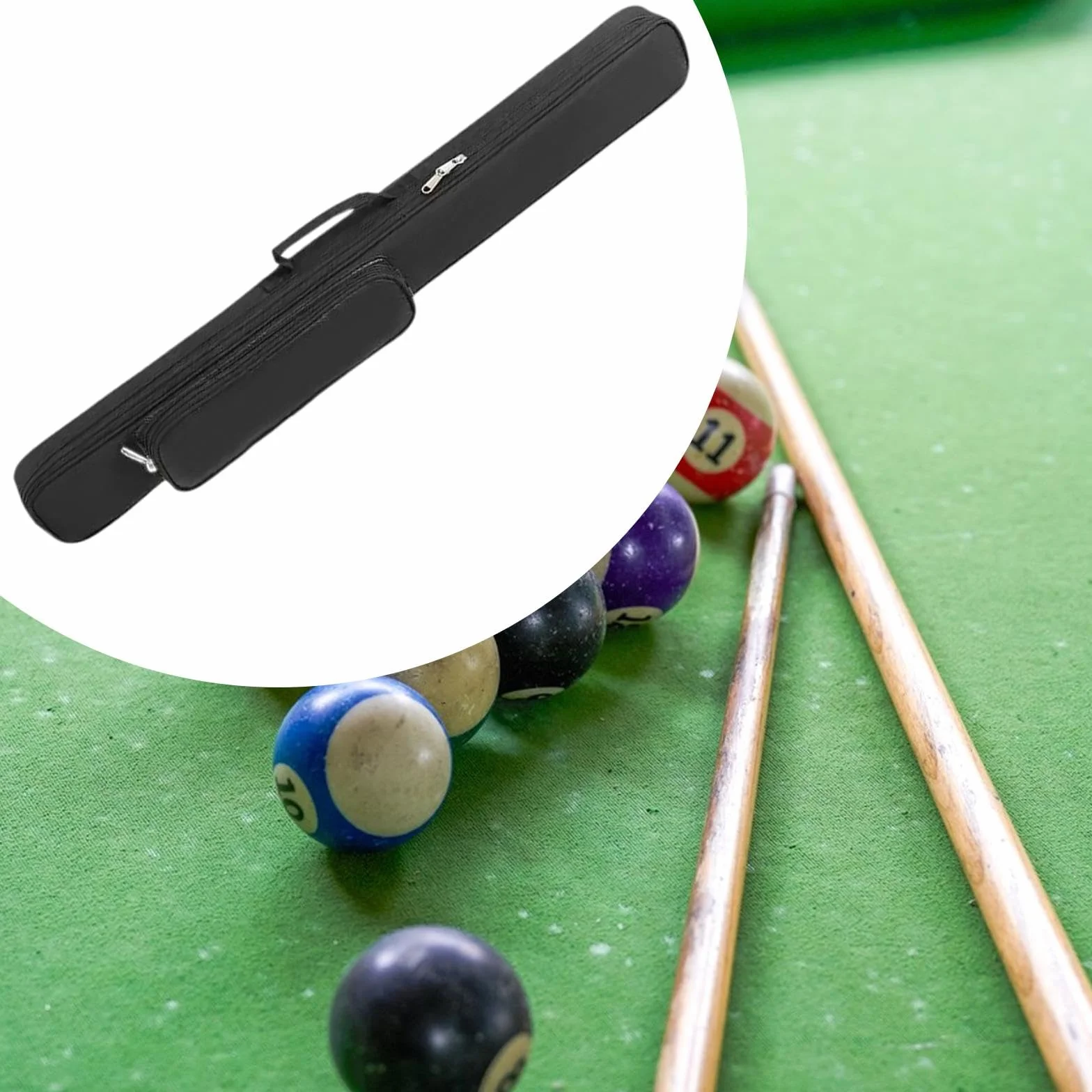 Funda para Taco de Billar Estuche Protector con Bolsillos Tela Oxford Impermeable Negro