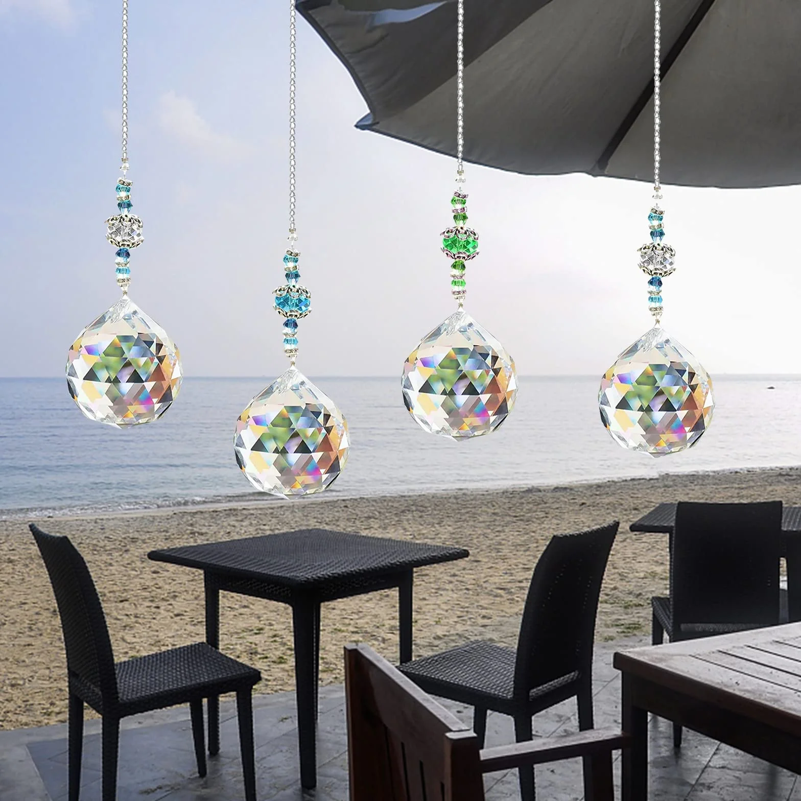 Atrapasueños de Cristal Arco Iris Colgantes Decoración para Jardín Multicolor