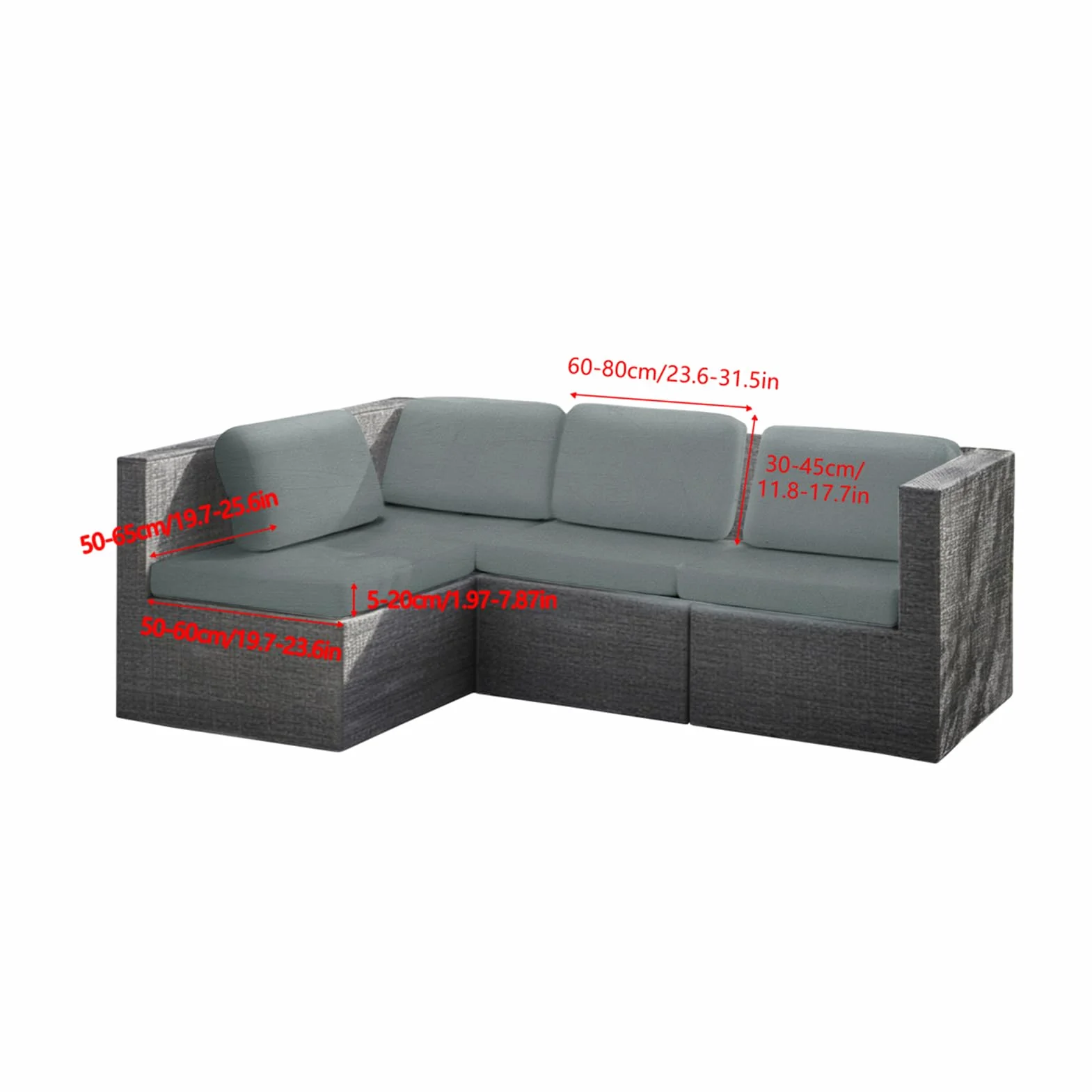 Funda para Cojín Exterior Impermeable 8 Piezas, Fundas Elásticas Antimanchas para Sofá de Jardín, Muebles de Ratán (Gris Claro)