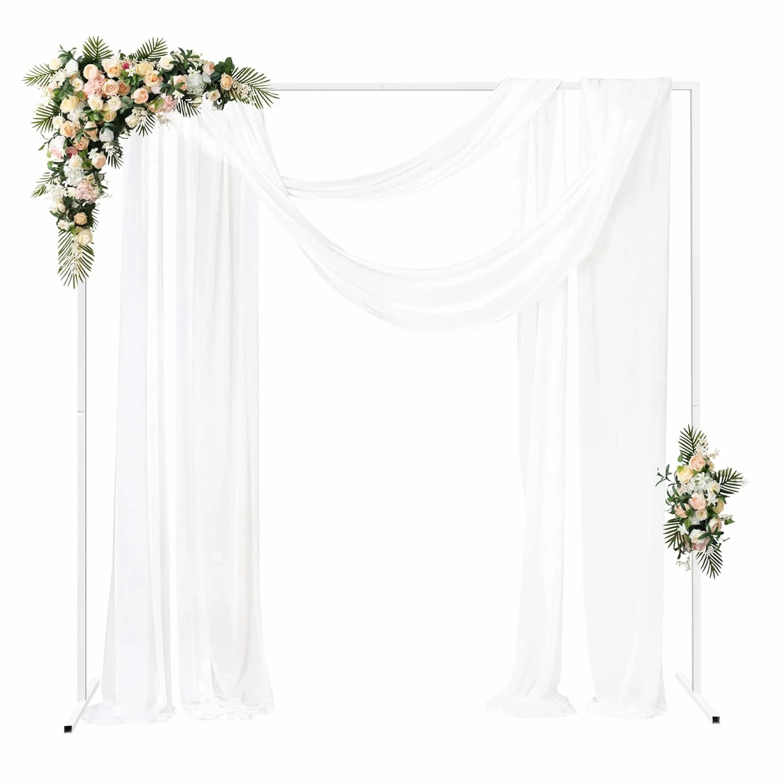 Arco de boda de metal cuadrado 2x2 m, marco de globos de tubos de hierro galvanizado blanco