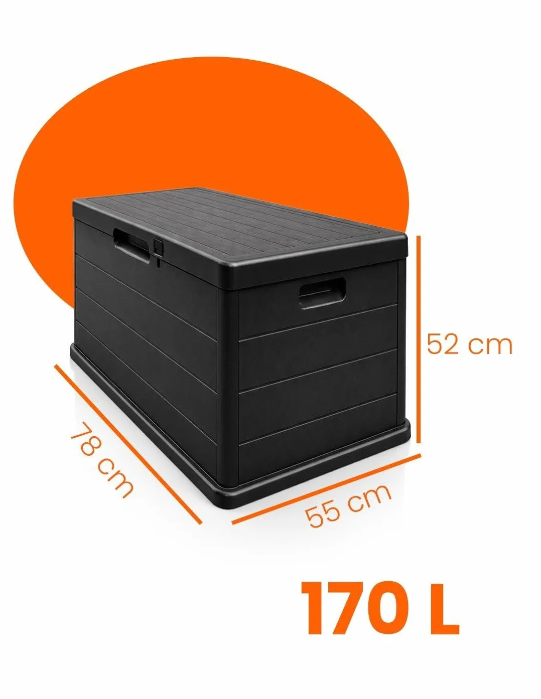 Baúl Exterior Grande 170L Resina Impermeable Resistente UV Antracita Jardin202