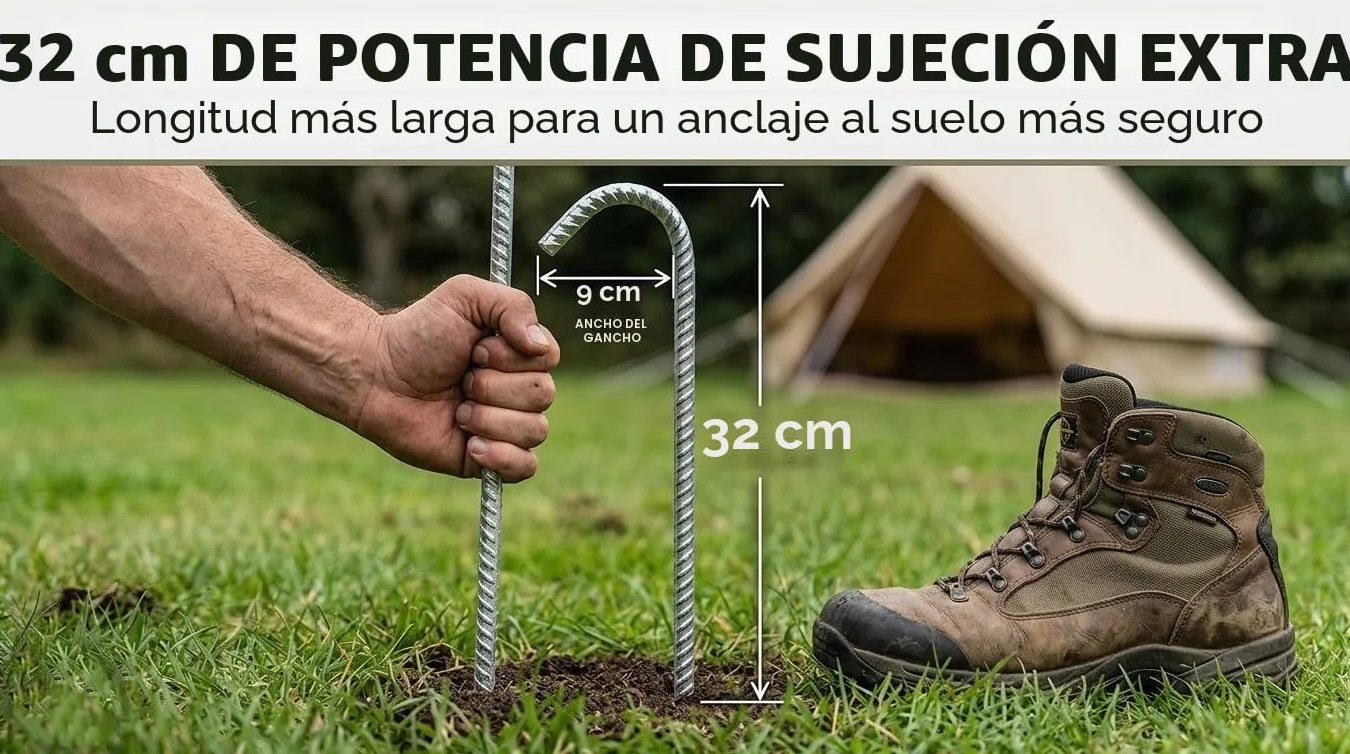 Smith & Barker Pack de 8 Piquetas de Acero Galvanizado 8 mm – Estacas Reforzadas para Exterior