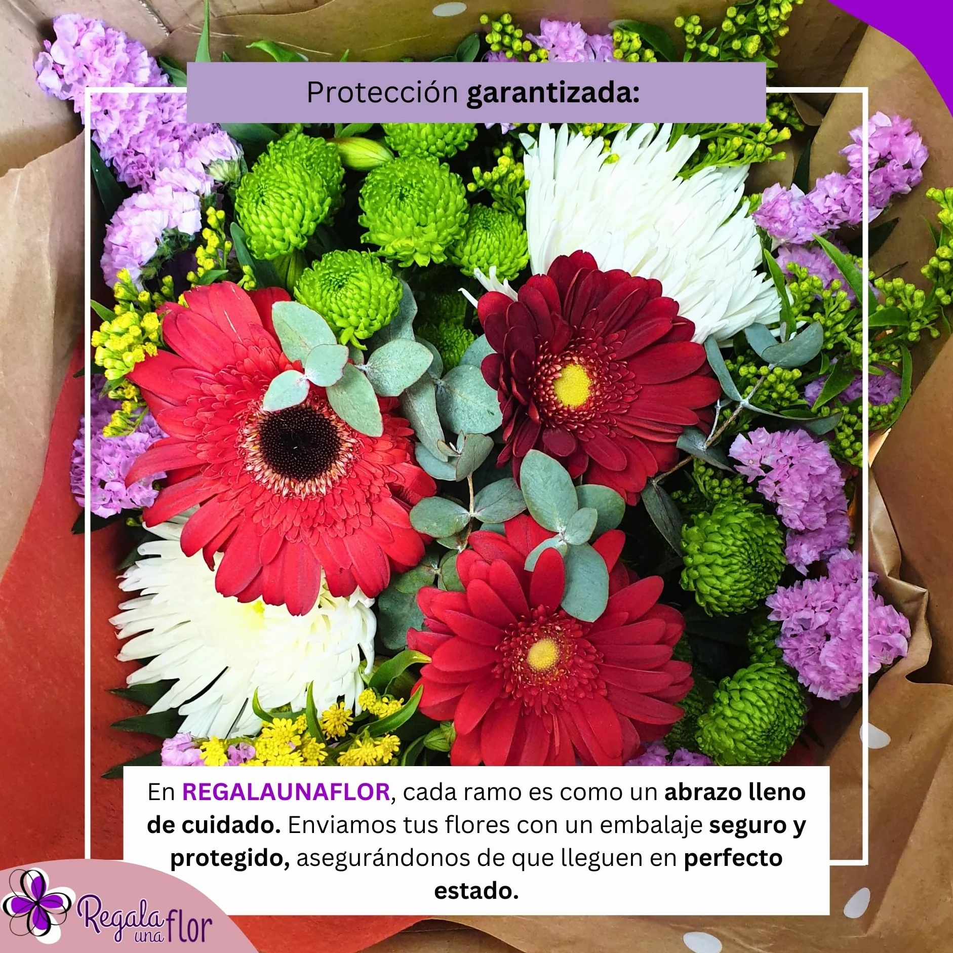 Ramo de flores naturales a domicilio con tarjeta de dedicatoria entrega 24 horas