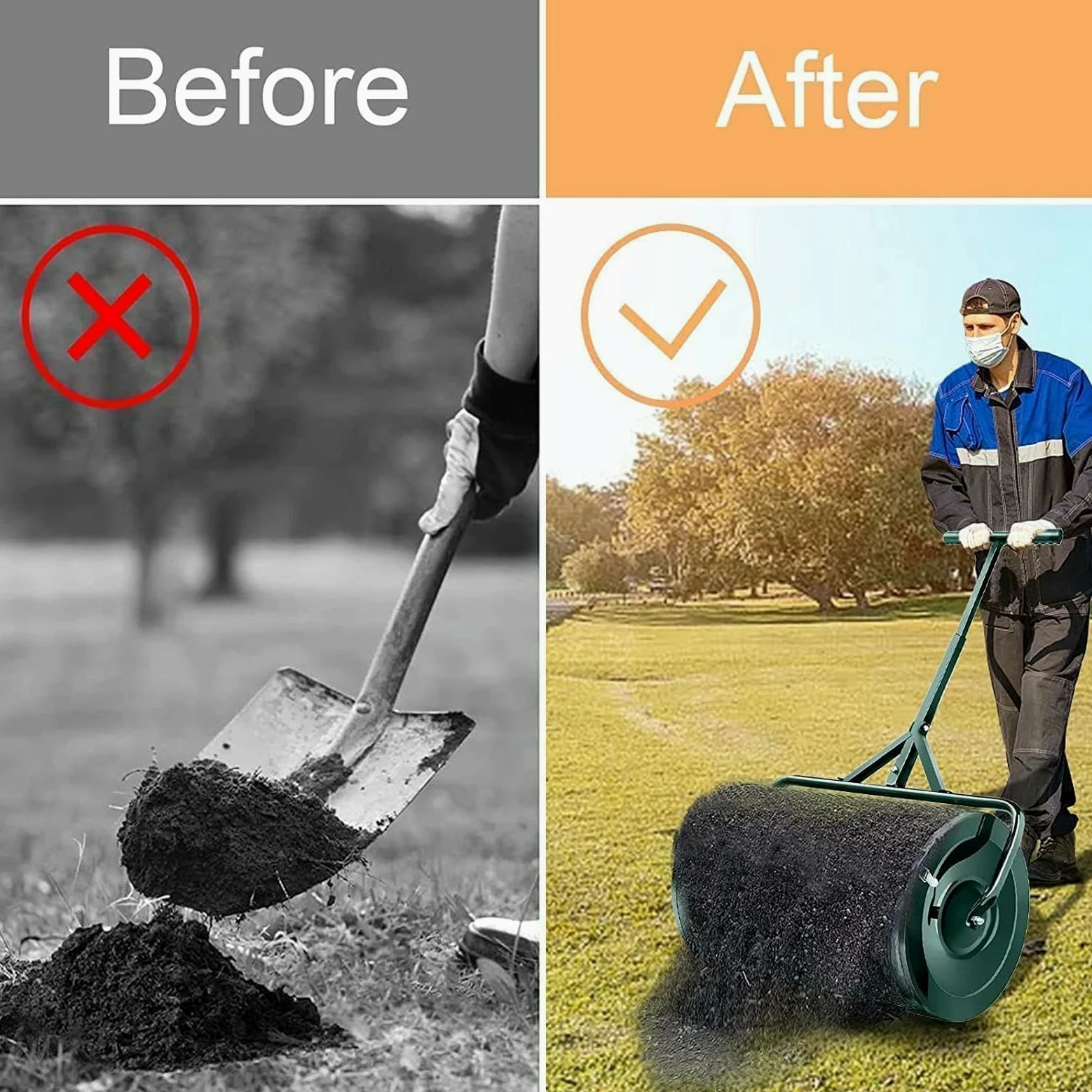 Distribuidor de Compost, Distribuidor de turba, Distribuidor de Fertilizantes, Distribuidor de Malla metálica Ligero y Duradero para Plantar y sembrar