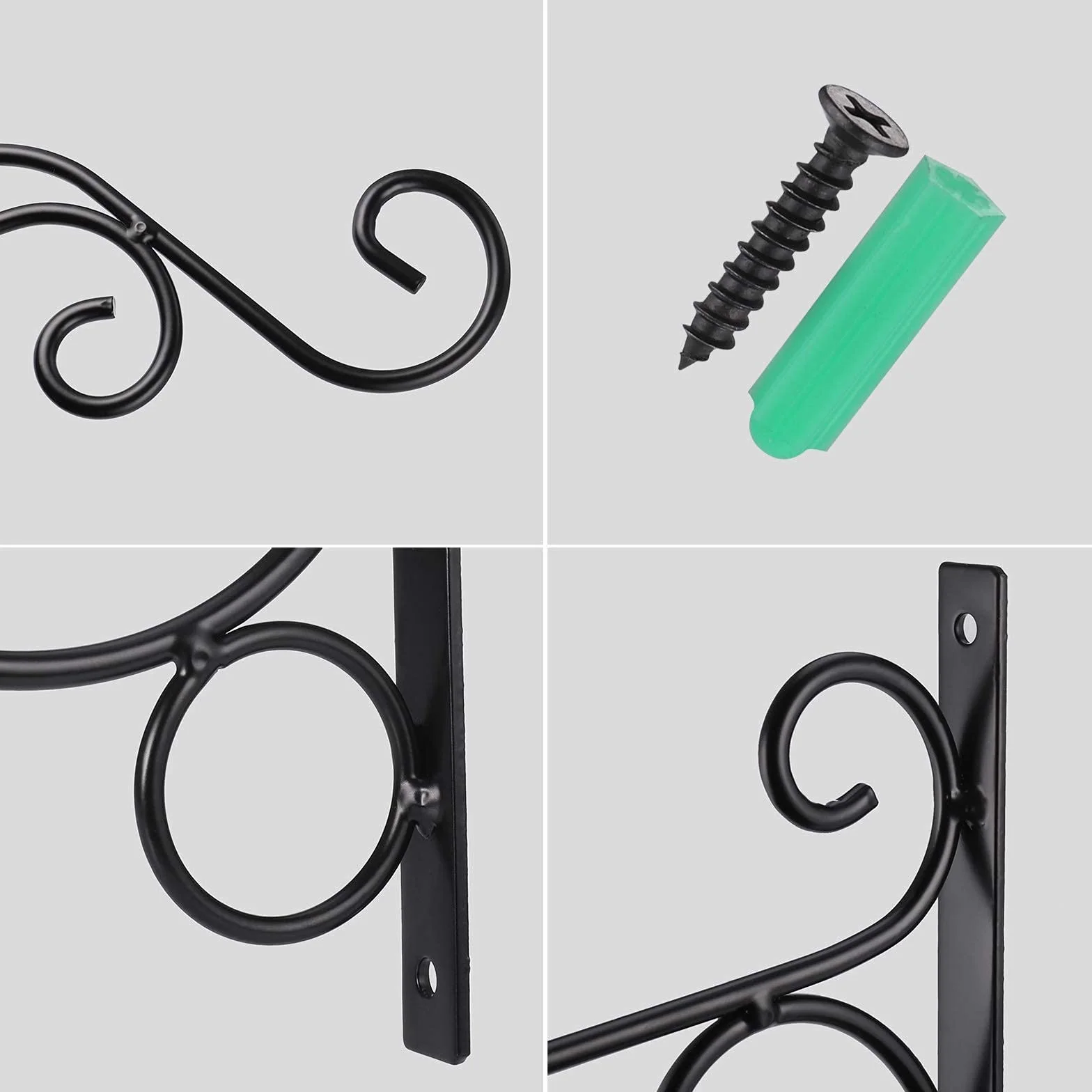 Zocipro Soporte para Macetas Colgantes de Metal Exterior 29x20cm Gancho Pared Hierro Jardinera Balcon