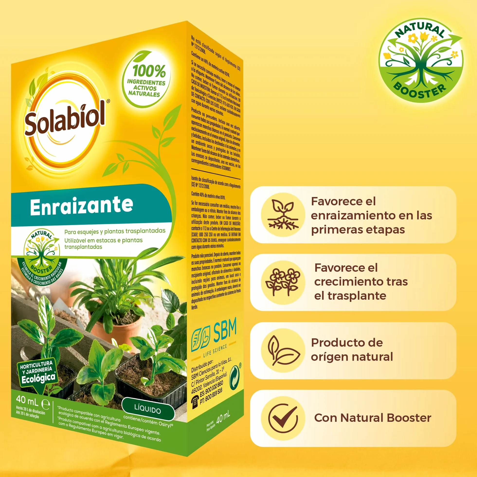 Solabiol Enraizante líquido orgánico para esquejes y plantas trasplantadas