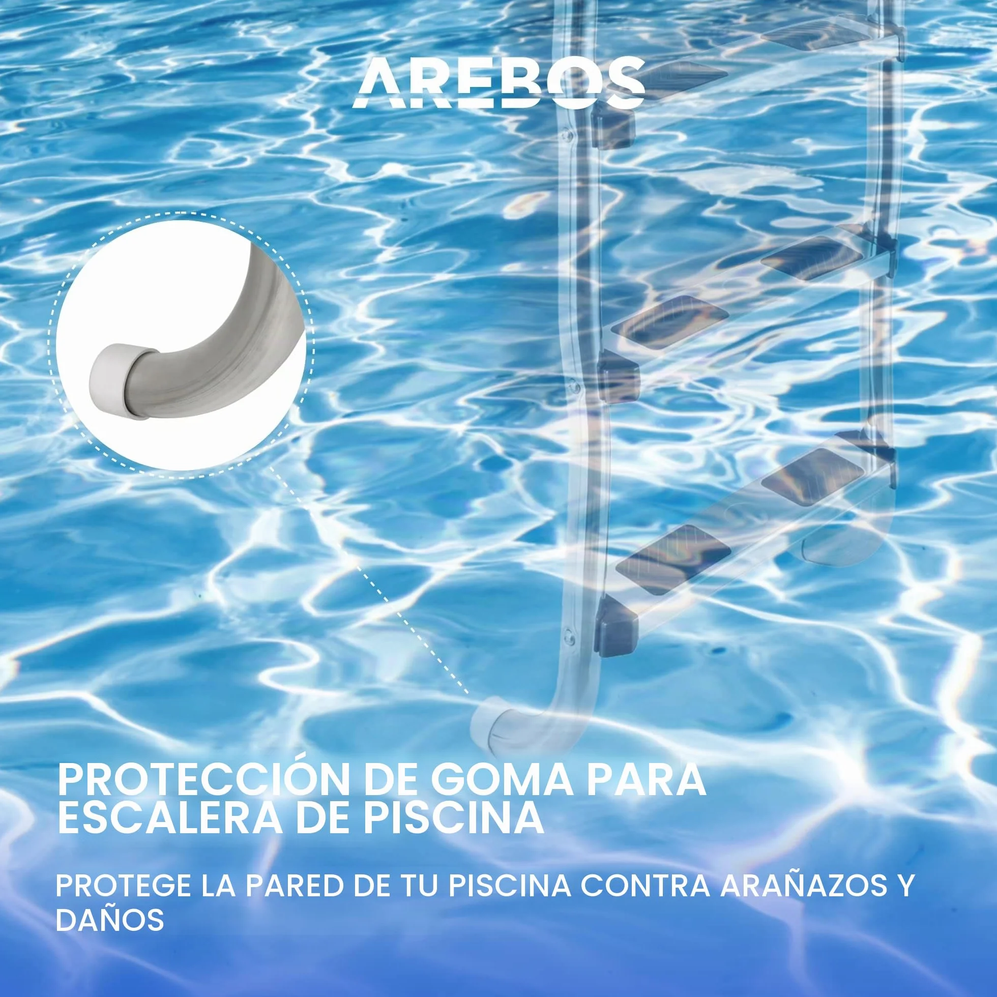 Arebos Escalera para Piscina Acero Inoxidable 4 Peldaños Antirutschpads