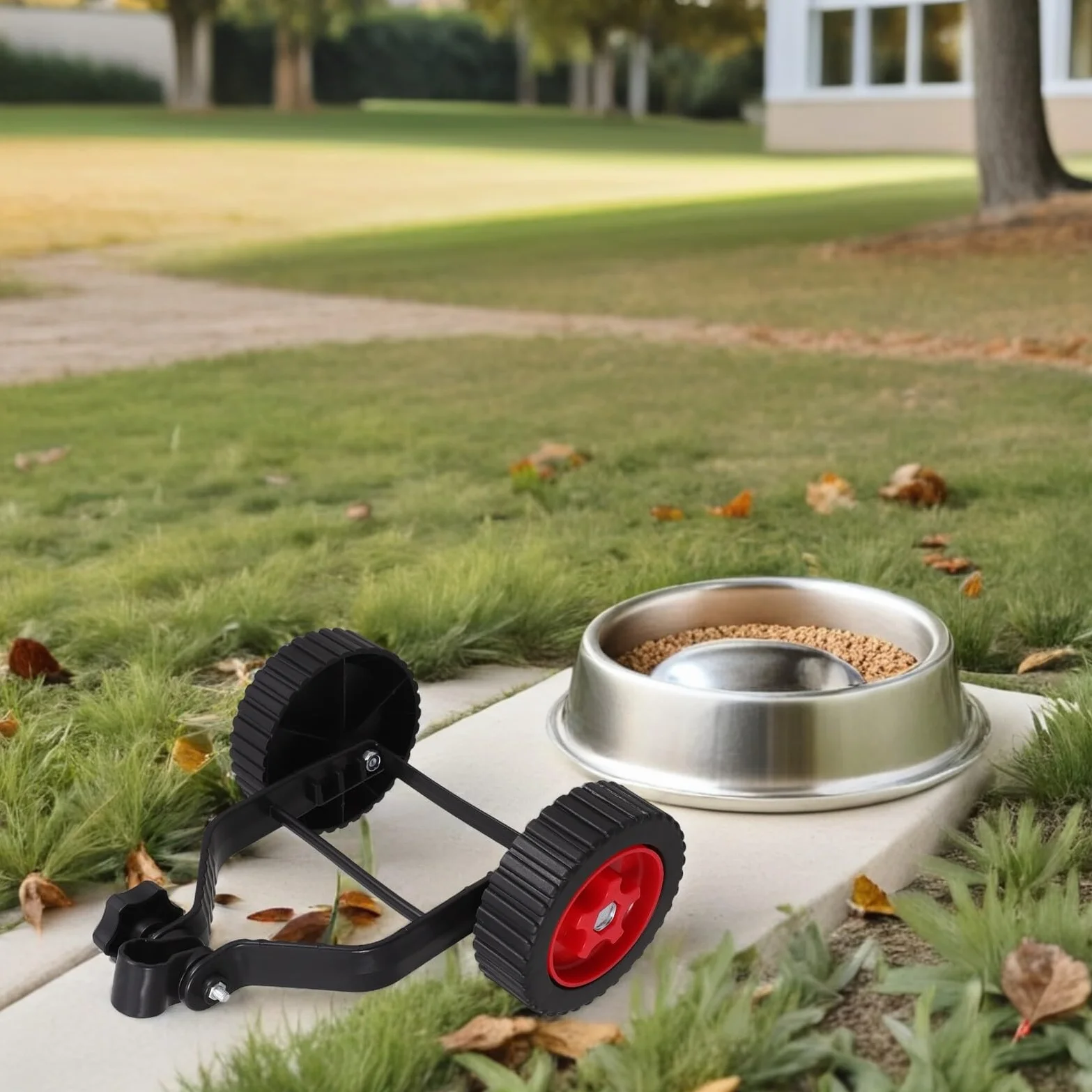 2 Piezas Ruedas Auxiliares para Cortacésped Ruedas Soporte Resistentes con Amortiguación de Vibraciones para Desbrozadora y Accesorios de Jardín Negros Aumento de Tracción y