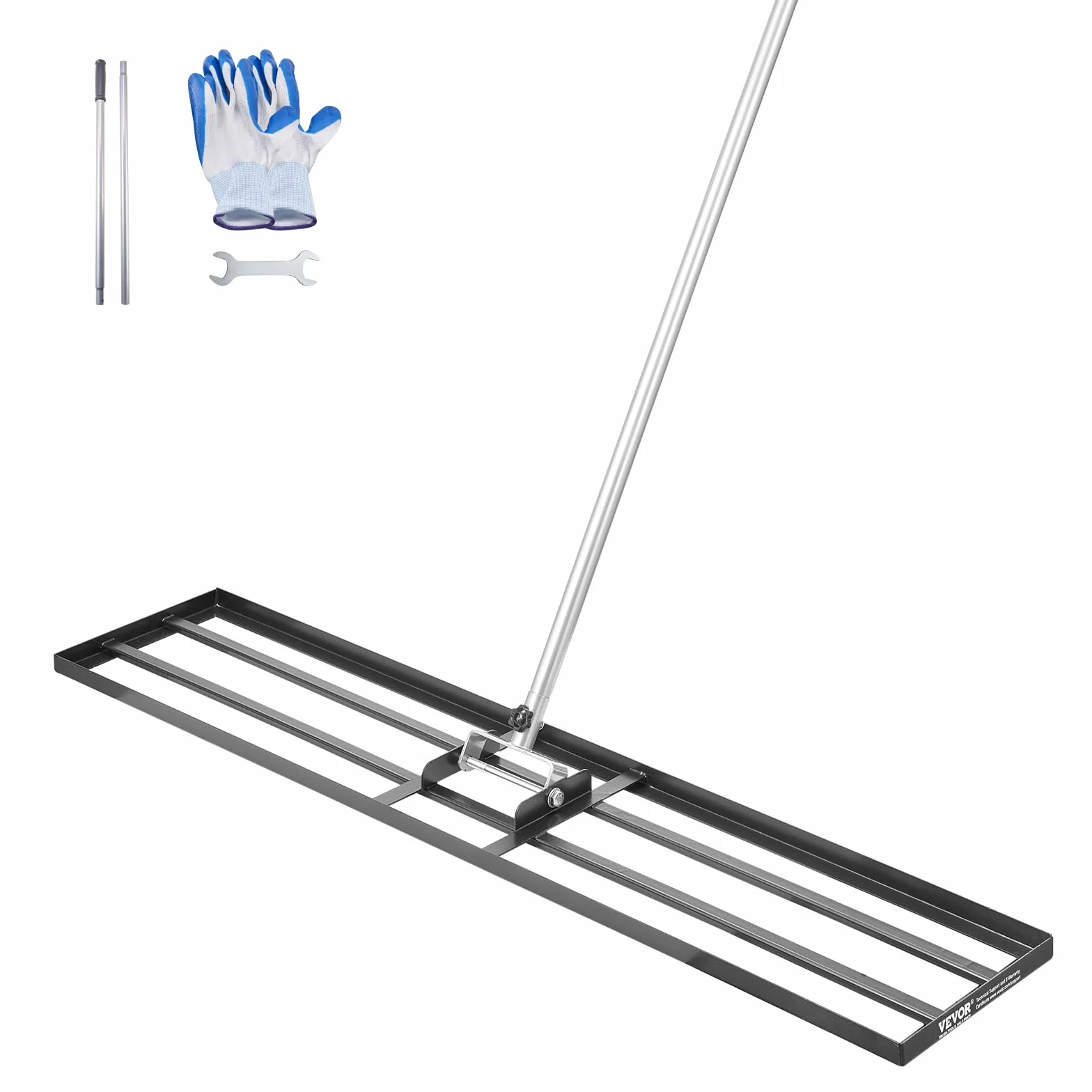 VEVOR Nivelador de Césped con Mango, Placa de Suelo de 254 x 1219 mm, Acero al Carbono, 2 Alturas Ajustables