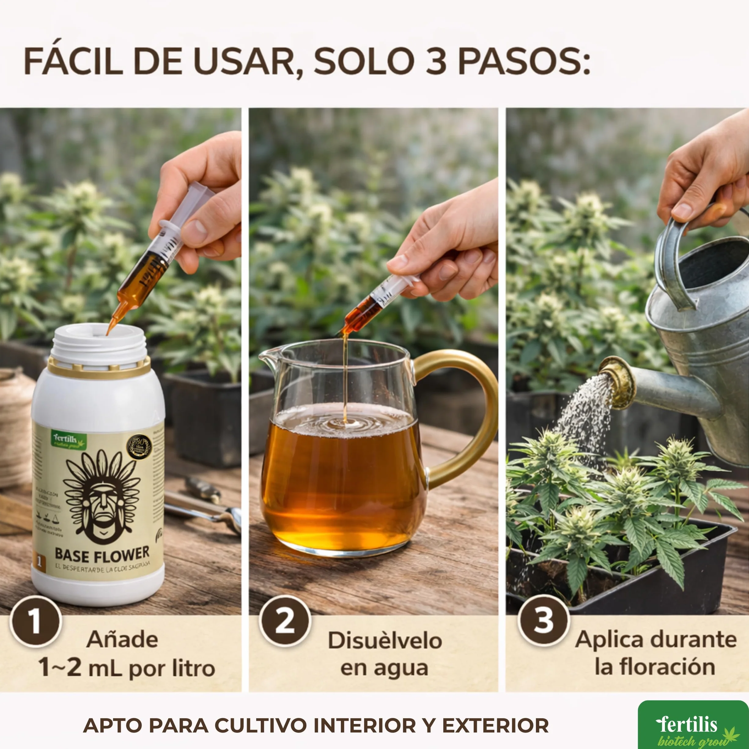 Fertilizante Base Flower Profesional NPK 1.5-5.5-5.5 para Plantas con Flores Grandes 500ml