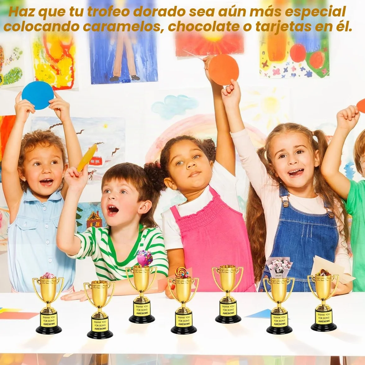 Mini Trofeos de Plástico Dorado 12 PCS Premio para Fiestas Deportivas