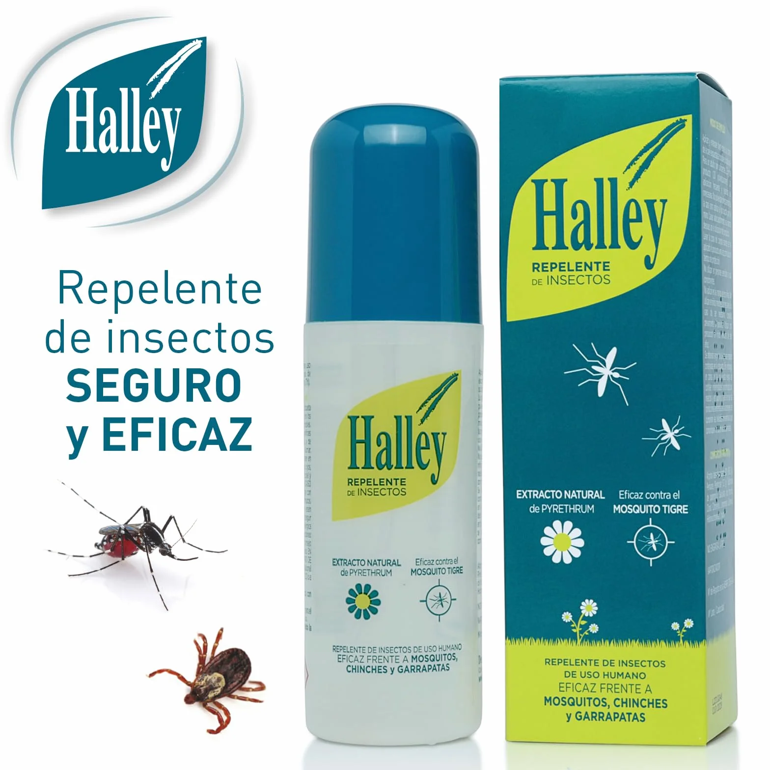 HALLEY Repelente de Insectos 150ml Protección Mosquitos Garrapatas 96% Natural 3 Años+
