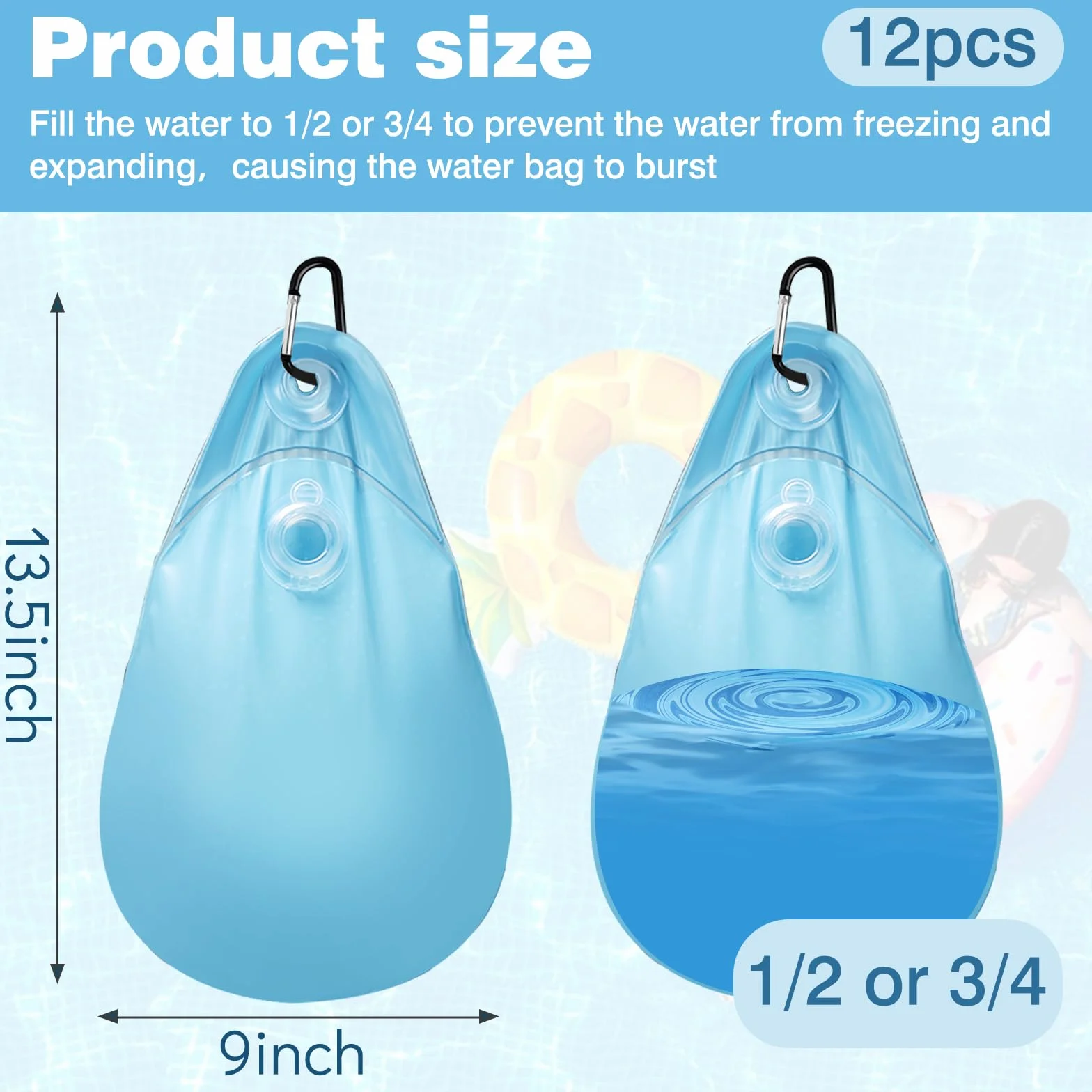 Cojín de Aire para Cubierta de Piscina PVC 34x23 cm, Almohada Inflable para Piscinas de Invierno
