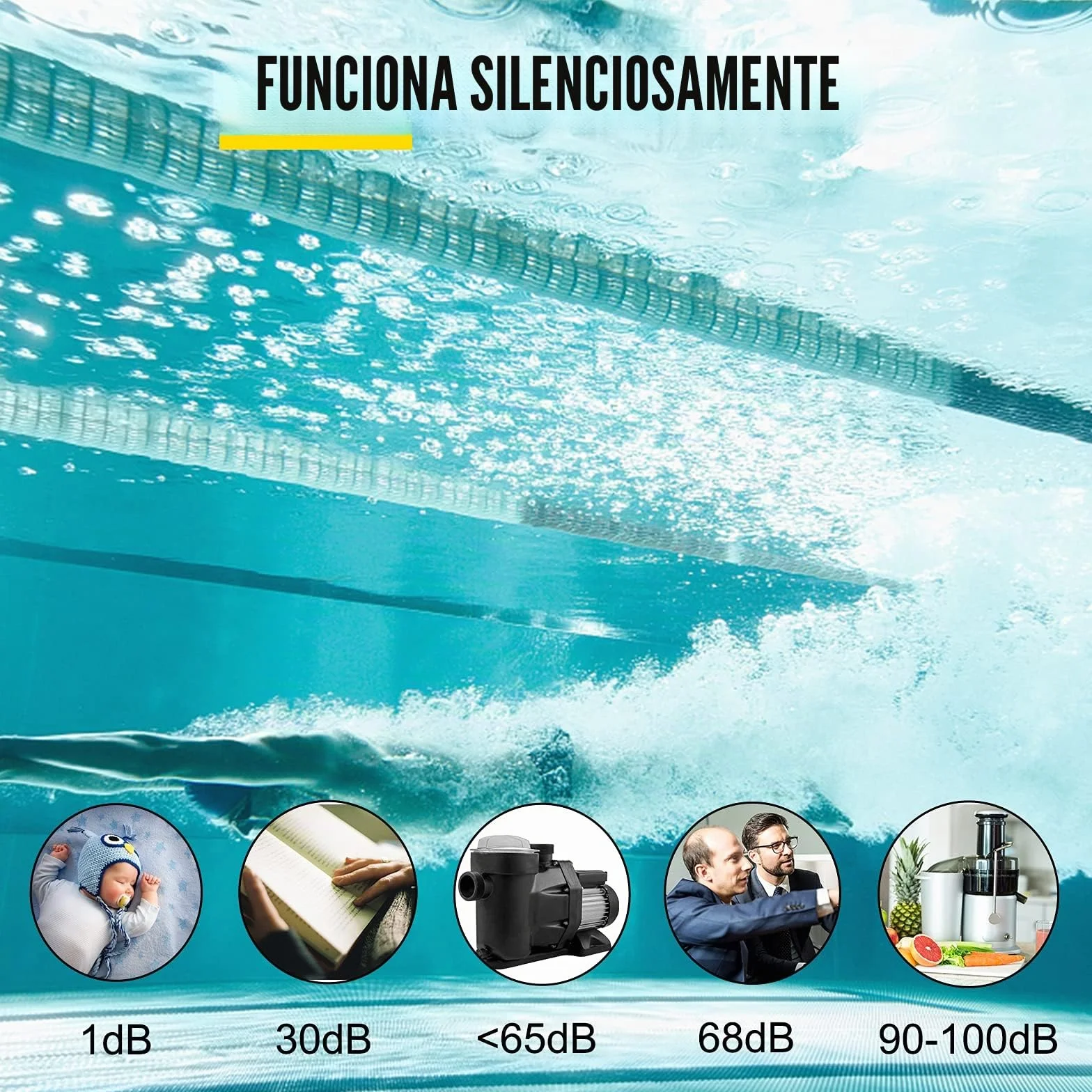 VEVOR Bomba para Piscina 750W 19.200 L/h 230V 50Hz 3450 RPM