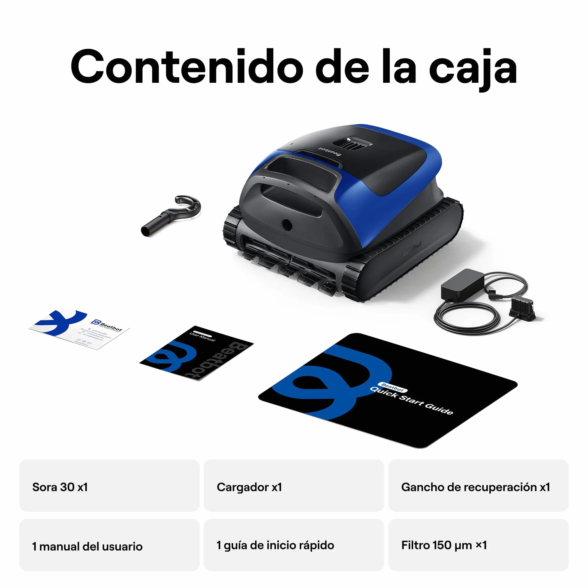Beatbot Sora 30 Robot Piscina limpiafondos y Paredes, 25700 LPH, Azul Marino