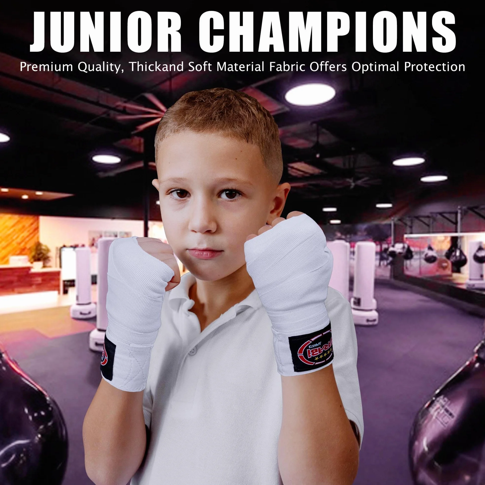 Farabi Sports Kids Vendas Boxeo 2,5 Metros Largo Cinta Boxeo con Par para MMA Muay Thai Entrenamiento Kickboxing