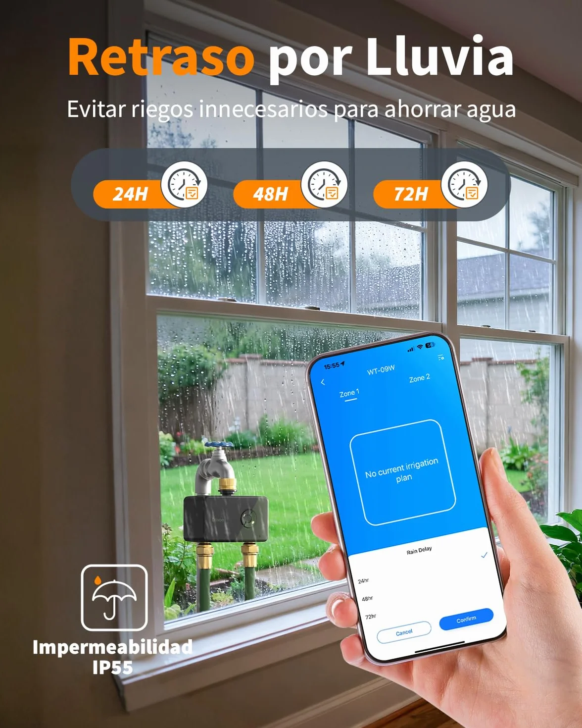 Diivoo Programador Riego WiFi 2 Zonas Entrada Salida Latón Temporizador App Alexa Automático Jardín