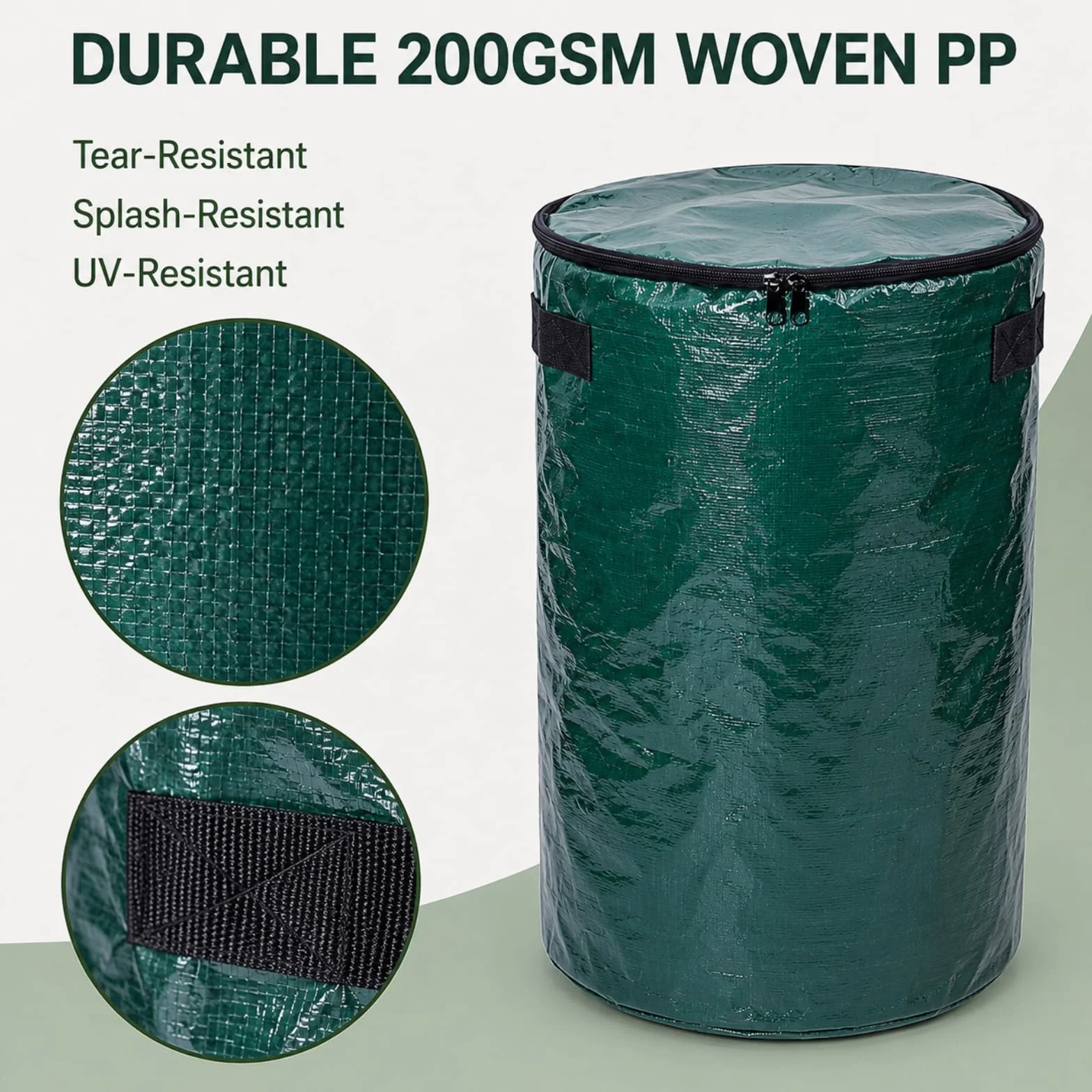 3 x 127 L Bolsas para Residuos de Jardín con Asas y Tapa | Stabile Gartensäcke und Laubsäcke, selbststehend und wiederverwendbar, mit verstärkten Griffen und Bodenöffnung