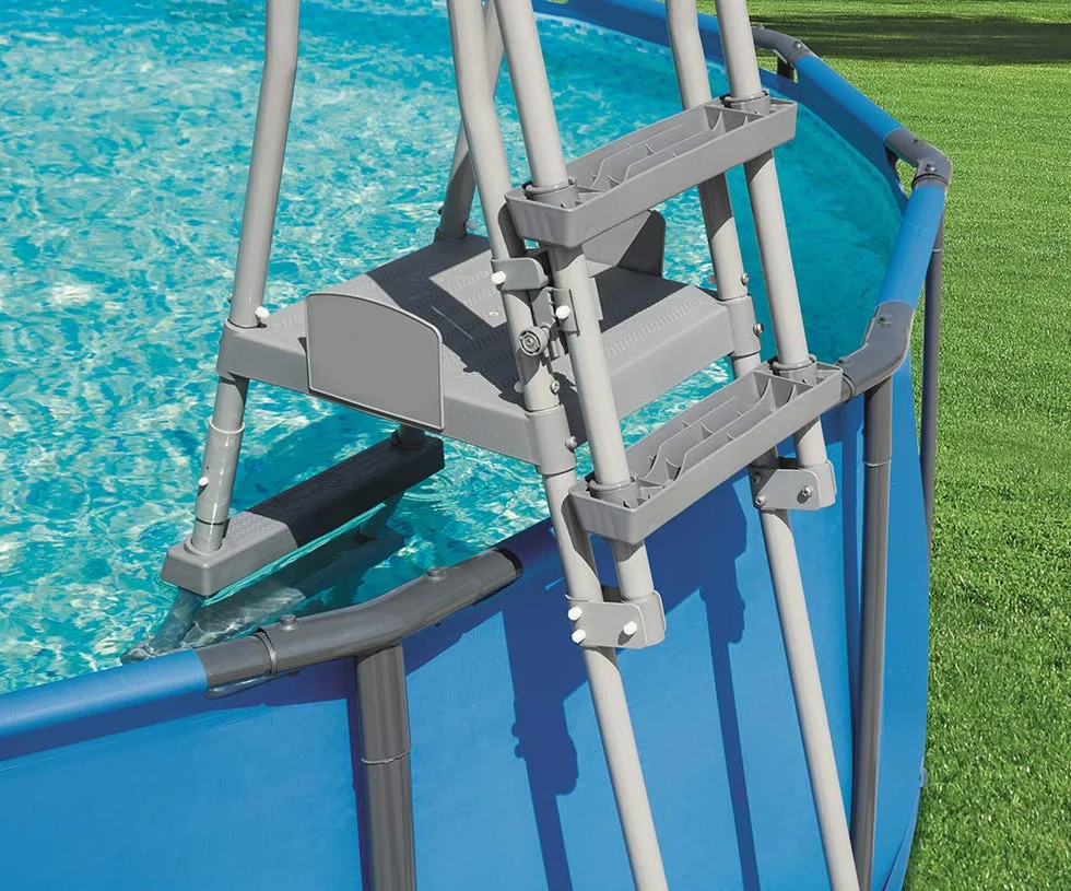 Bestway 58332 Escalera para piscinas 132 cm con plataforma Gris