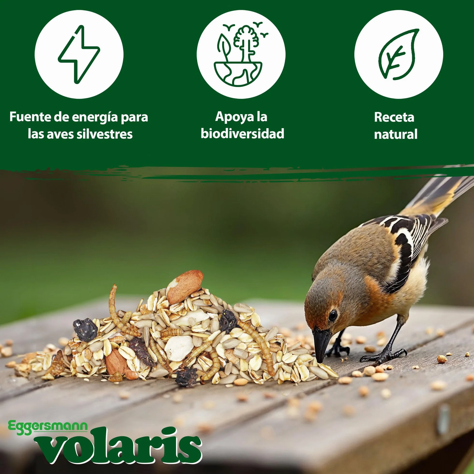 Eggersmann Volaris Alimento para aves silvestres 2,5 kg sin cáscara con gusanos de la harina y semillas de girasol