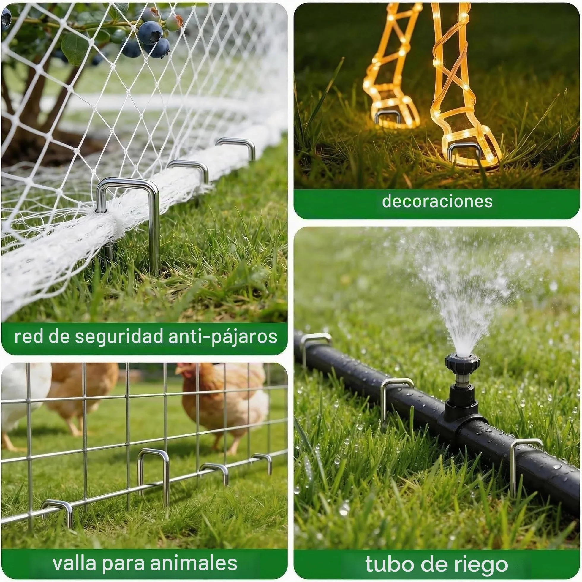 Amagabeli Juego de 200 estacas galvanizadas para jardín, Grapas de 6 Pulgadas Calibre 11