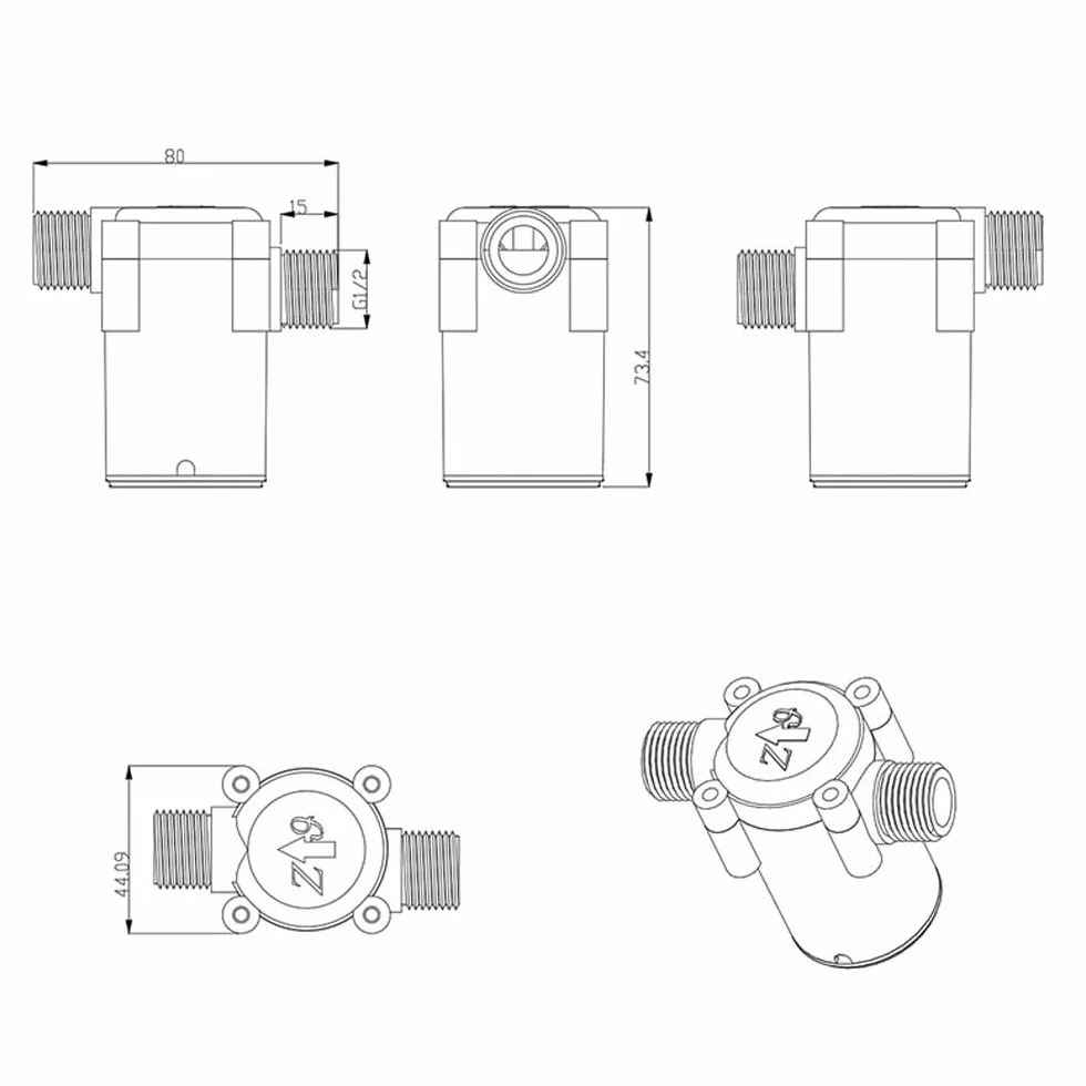 Mini generador de turbina de agua hidráulica – Generador de flujo de agua CC con interfaz G1/2 – Herramienta de carga eficiente de micro tuberías para soluciones de energía renovable