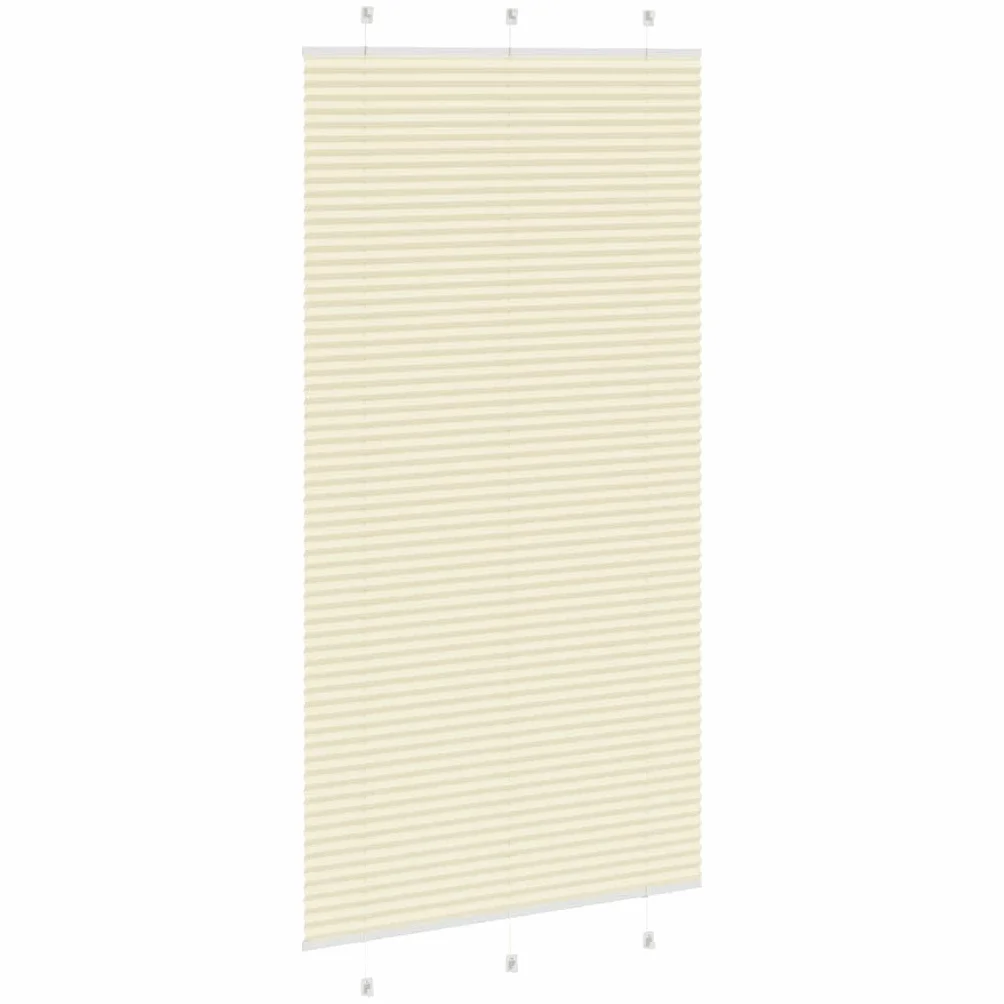 Estor plisado crema 110 x 200 cm, protección visual sin agujeros, 100% poliéster, protección solar para ventanas, balcón, baño y oficina