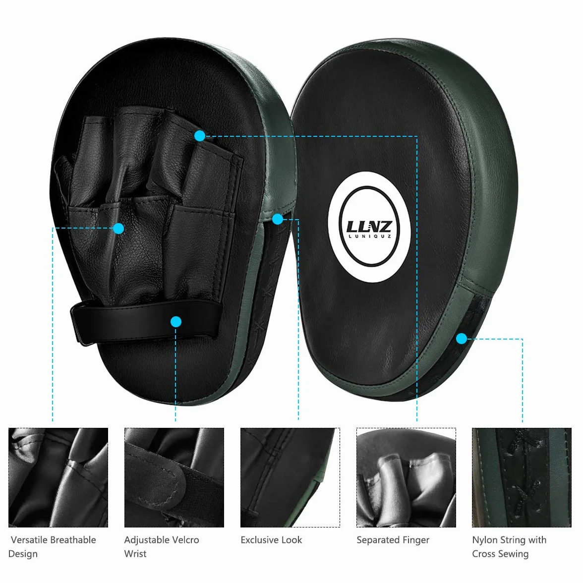 Manoplas de Boxeo PU, Protectores de Mano Precontorneados para Kick Boxing, Muay Thai, MMA