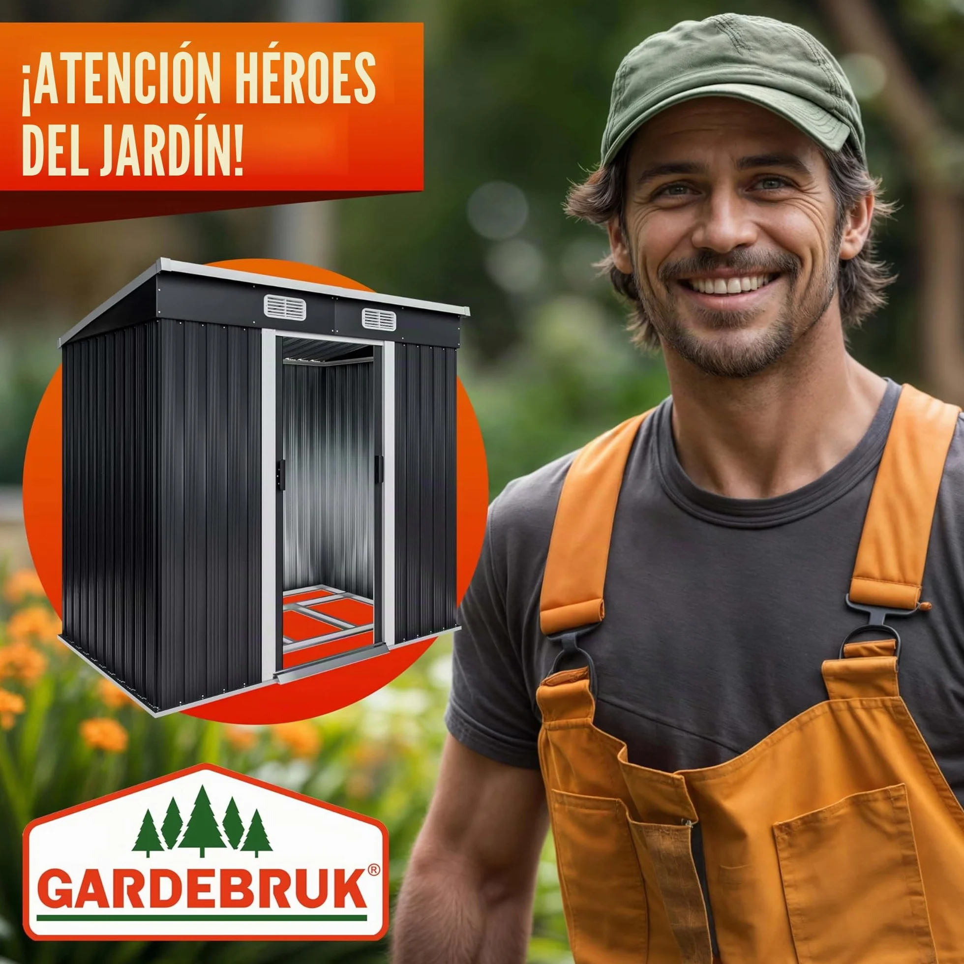Cobertizo de Jardín Metálico 2m² 200x125x185cm Puerta Corrediza Antracita